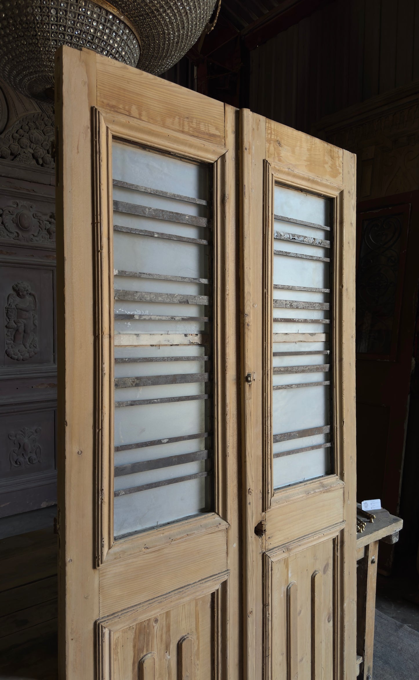 Antique Horizontal Iron French Doors - 43.5x87.5 - L301