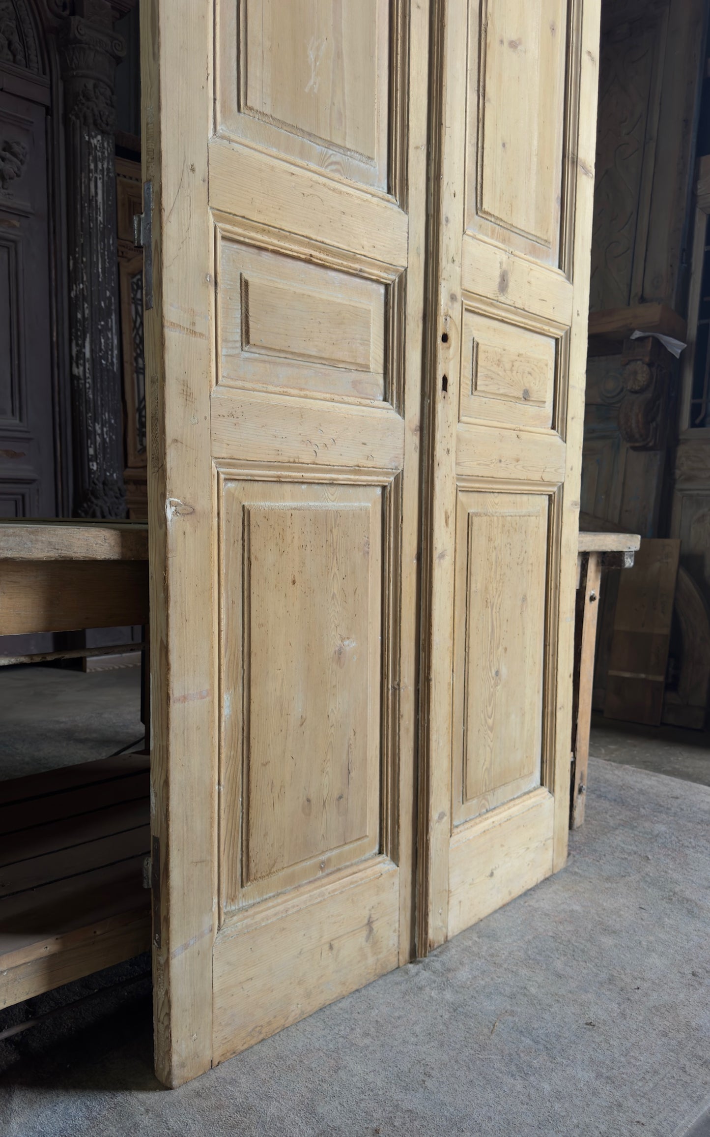 3 Panel Antique Solid French Doors - 43.25x98 K365