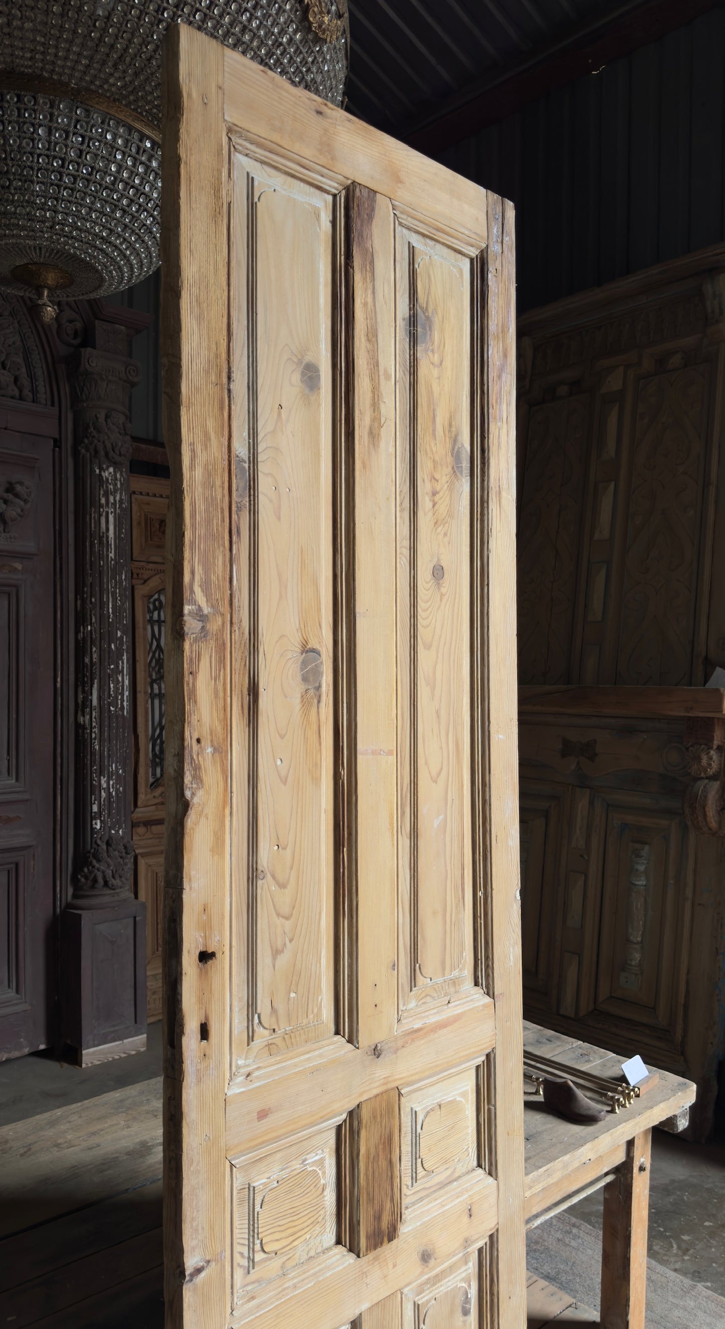 Unique 6 Panel Single Solid Antique Door - 27.25x100.25 - L166