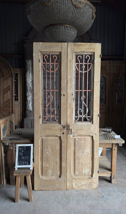 Antique Iron 2 Lite French Doors - 40.5x91 - L564