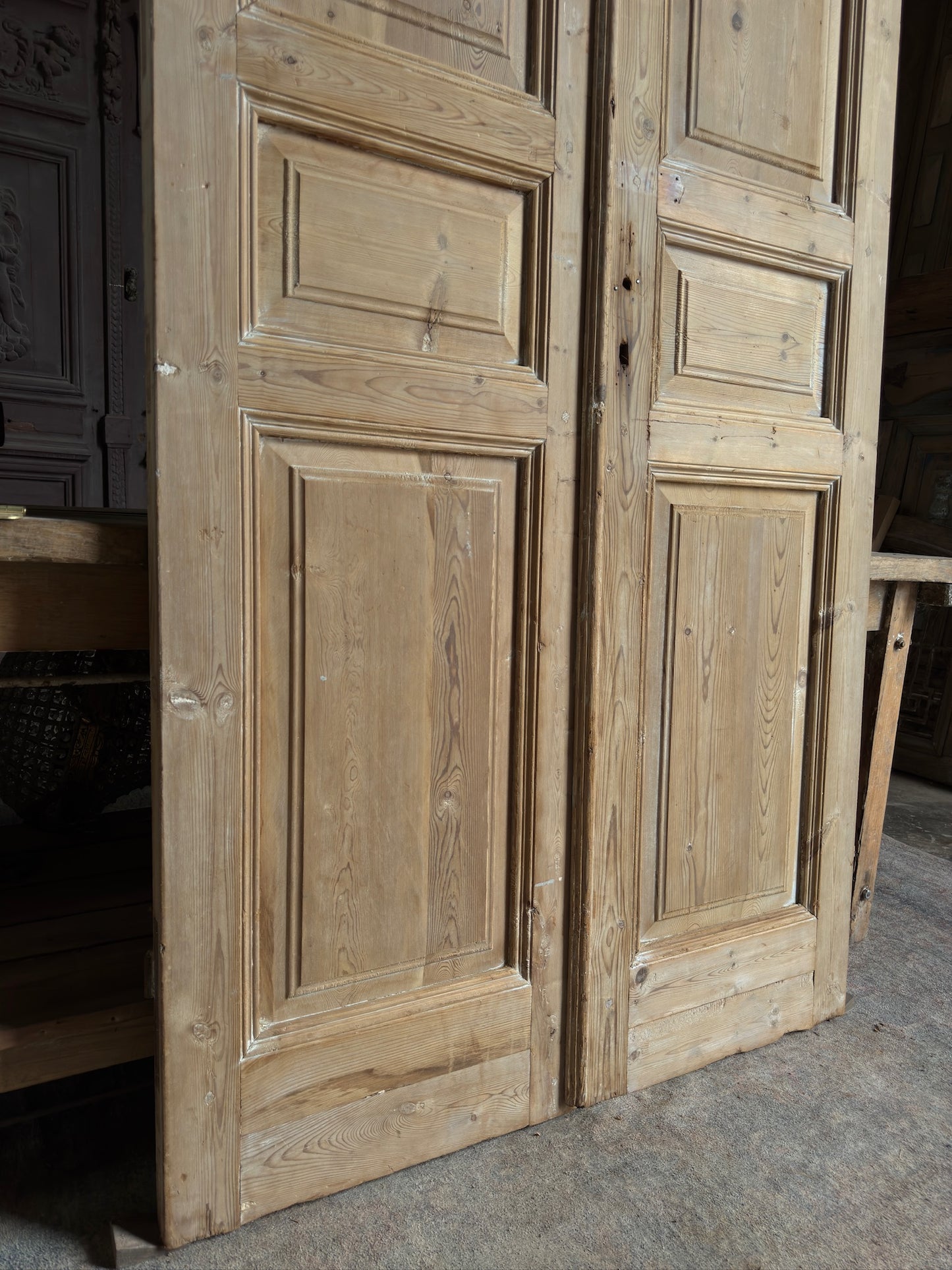 3 Panel Antique Solid French Doors - 43.75x101.5 K143