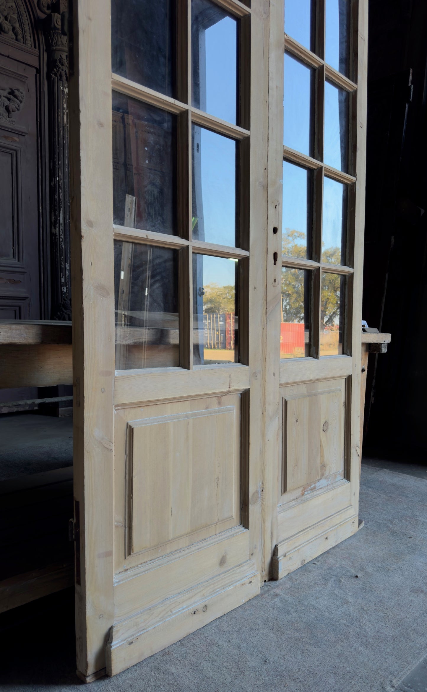 Tall Elegant Antique Glass French Doors - 47.75x108.5 - L474