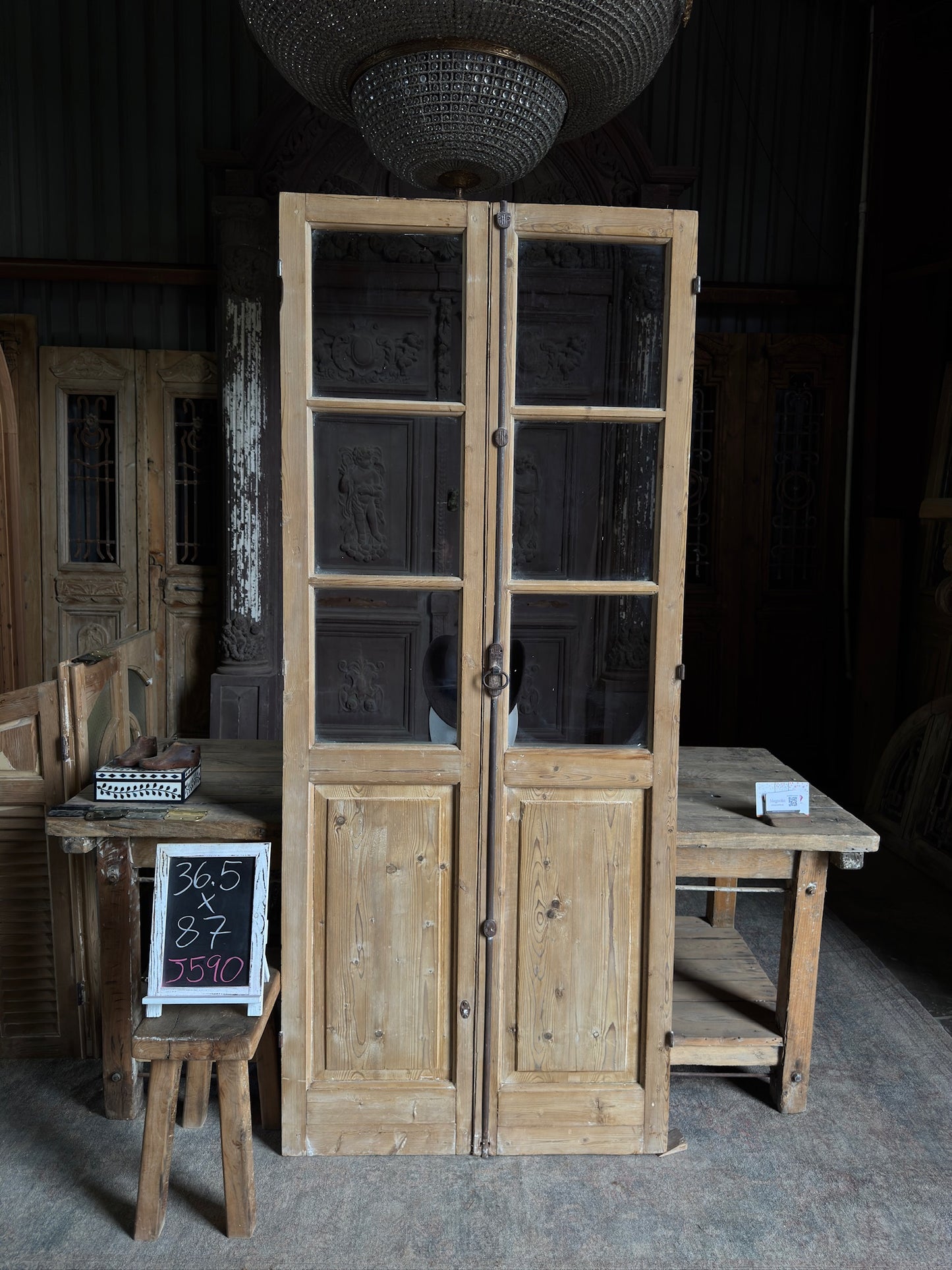 3 Lite Antique Glass French Doors - 36.5x87 J590
