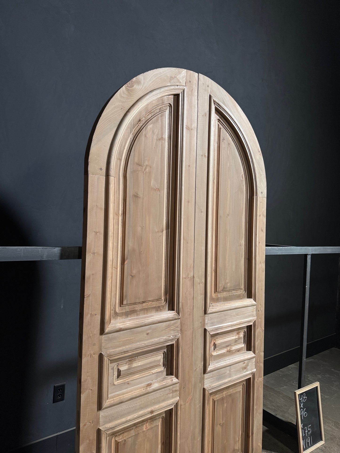 Handcrafted 3 Panel Arched Double Doors - 48x96 - N191