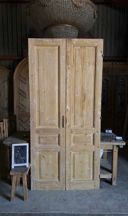 3 Panel Antique Solid French Doors - 44x93 - L339