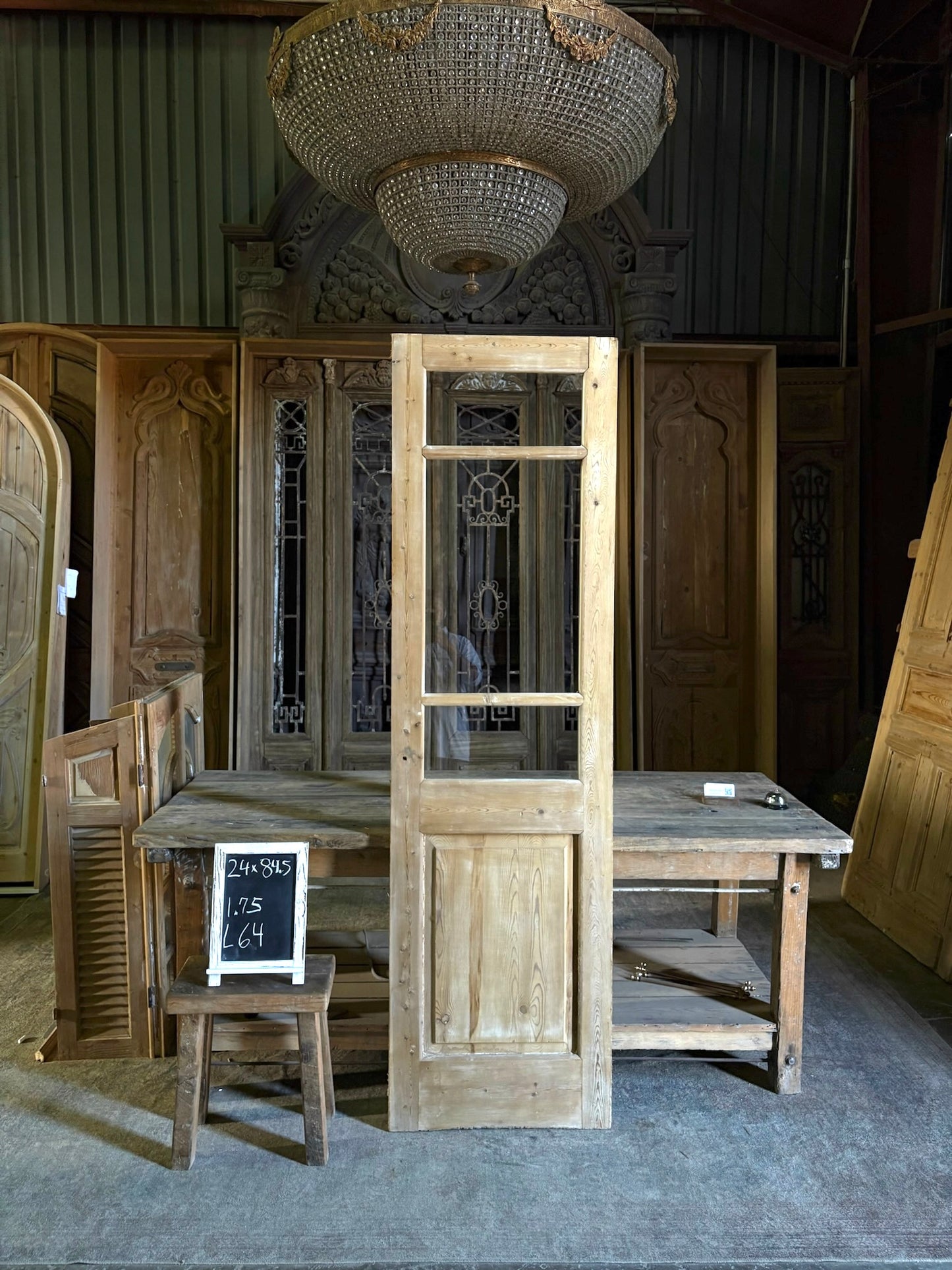 Single Antique Glass Door - 24x84.5 - L64