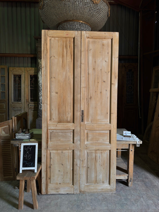 3 Panel Antique Solid French Doors - 44x95 J406