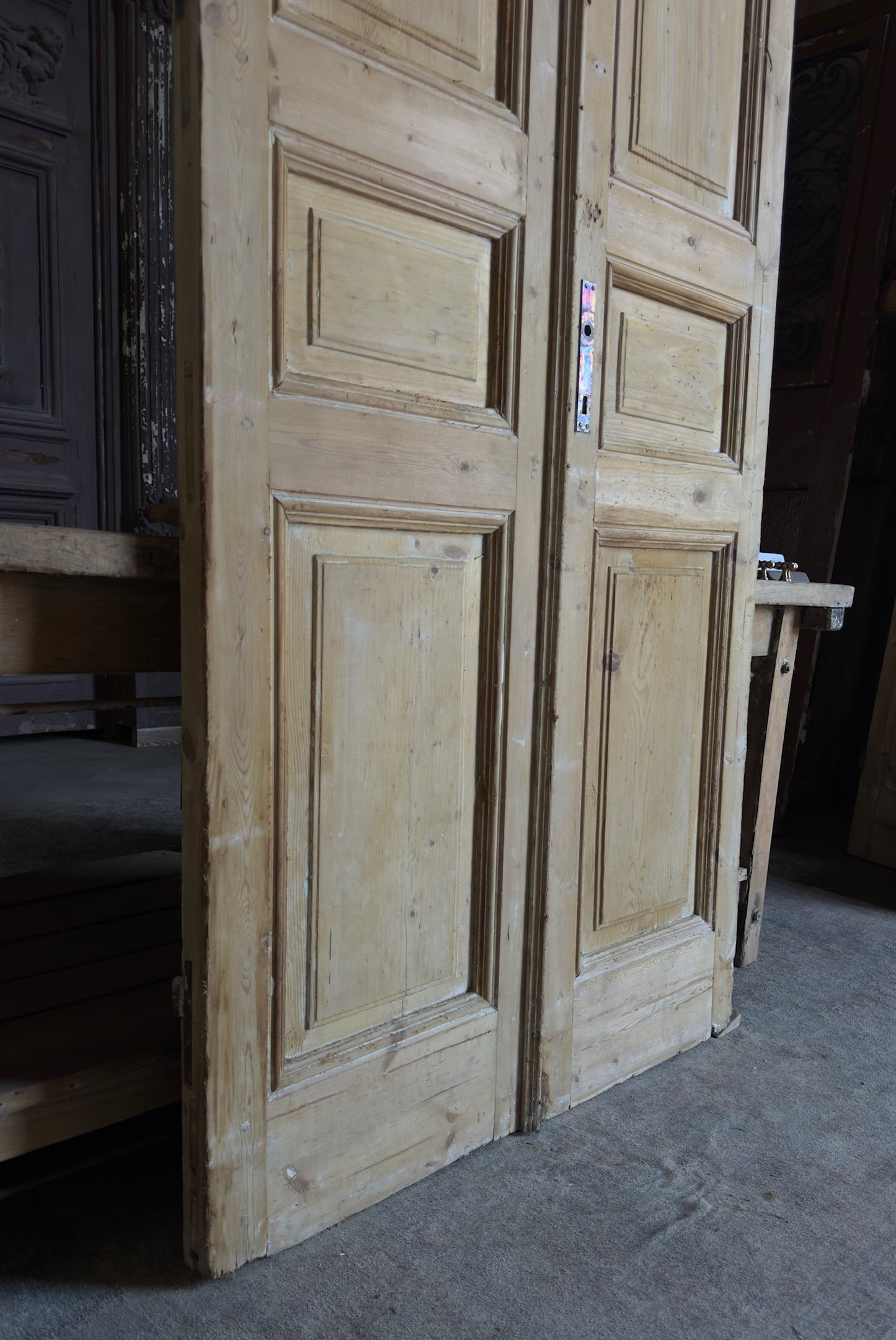 3 Panel Antique Solid French Doors - 40x98 - L328