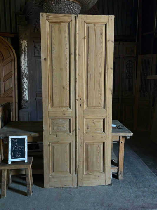 3 Panel Antique Solid French Doors - 39x95.25 - L102