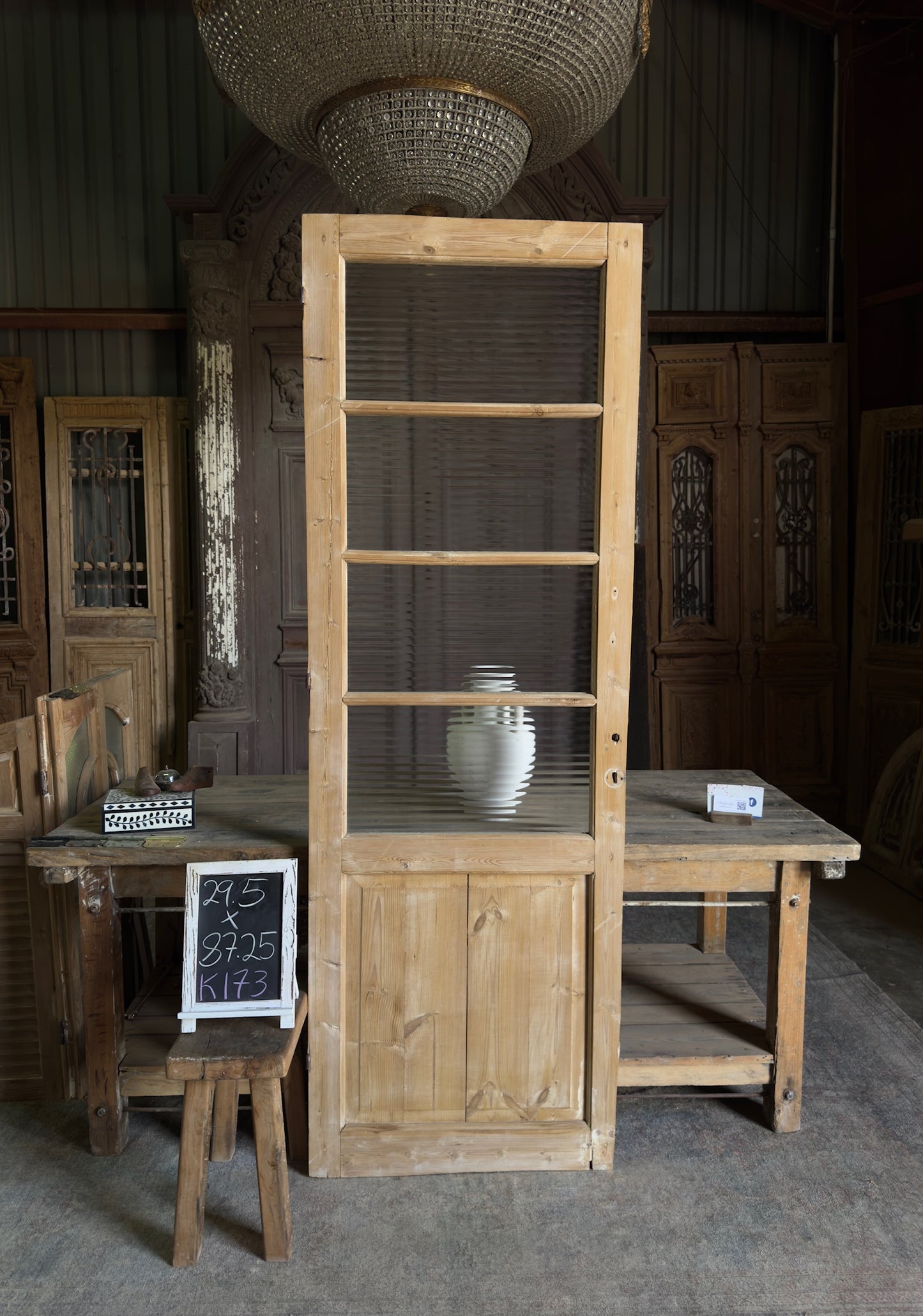 4 Lite Antique Glass Single Door - 29.5x87.25 K173