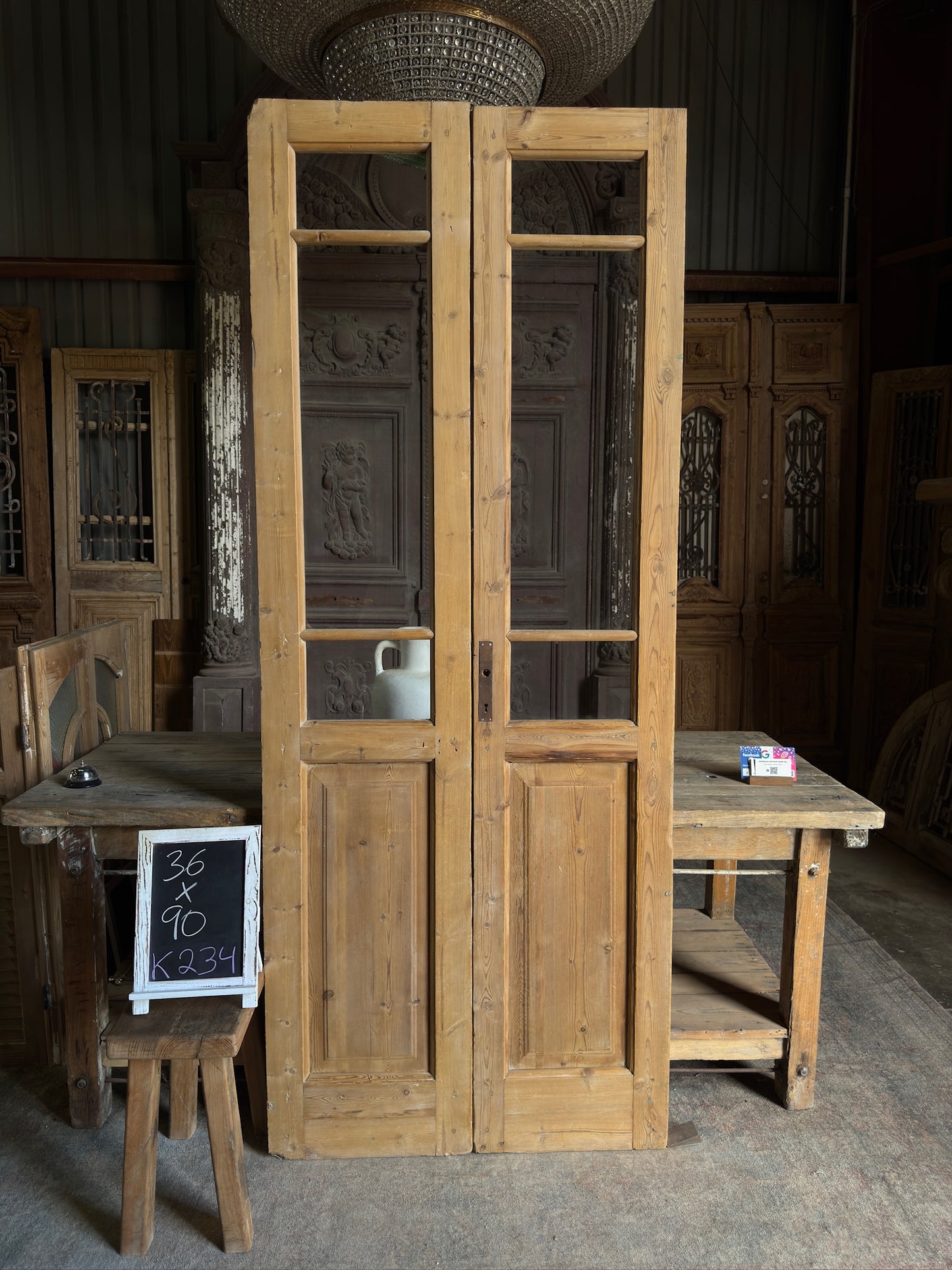 Antique Glass French Doors - 36x90 K234