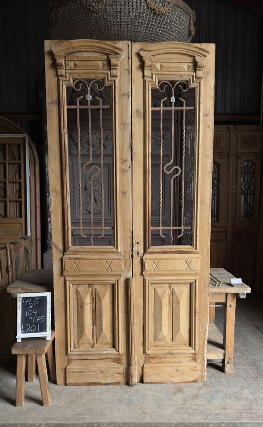 Elegant Antique Iron French Doors - 49.5x104 - L201