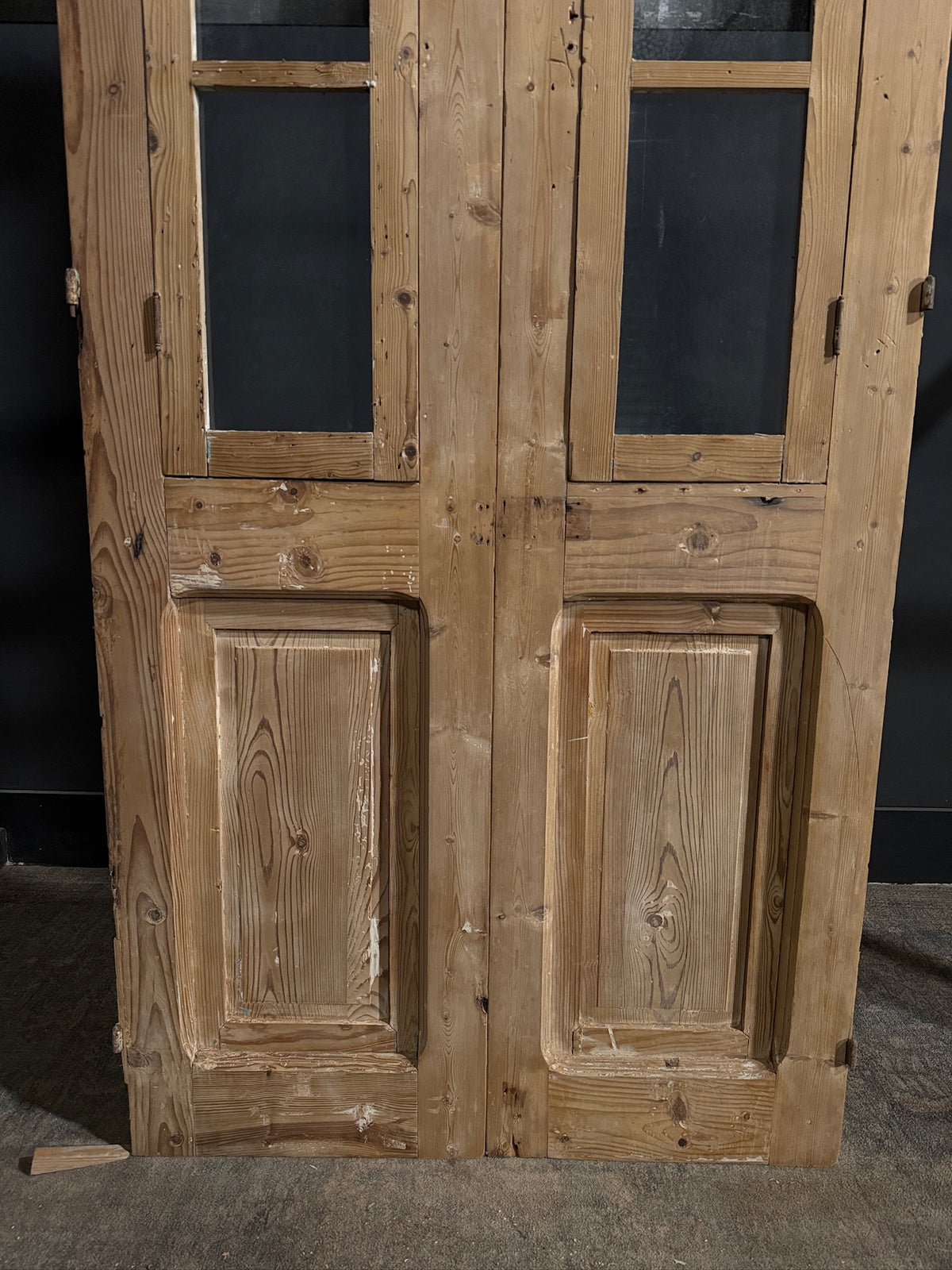 Antique Carved 3 Lite French Doors - 39.25x92.5 - N687