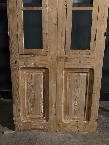Antique Carved 3 Lite French Doors - 39.25x92.5 - N687