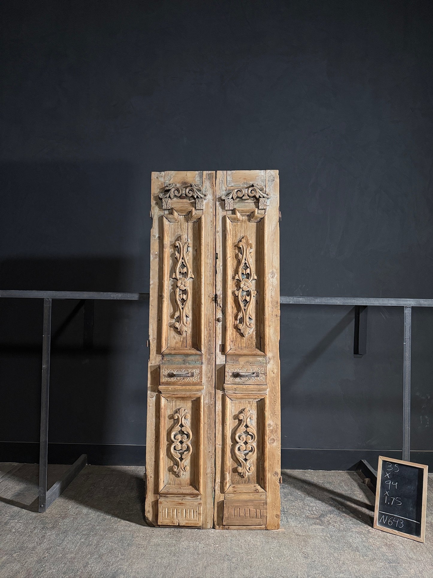 Antique Carved Double Doors - 35x94 - N643
