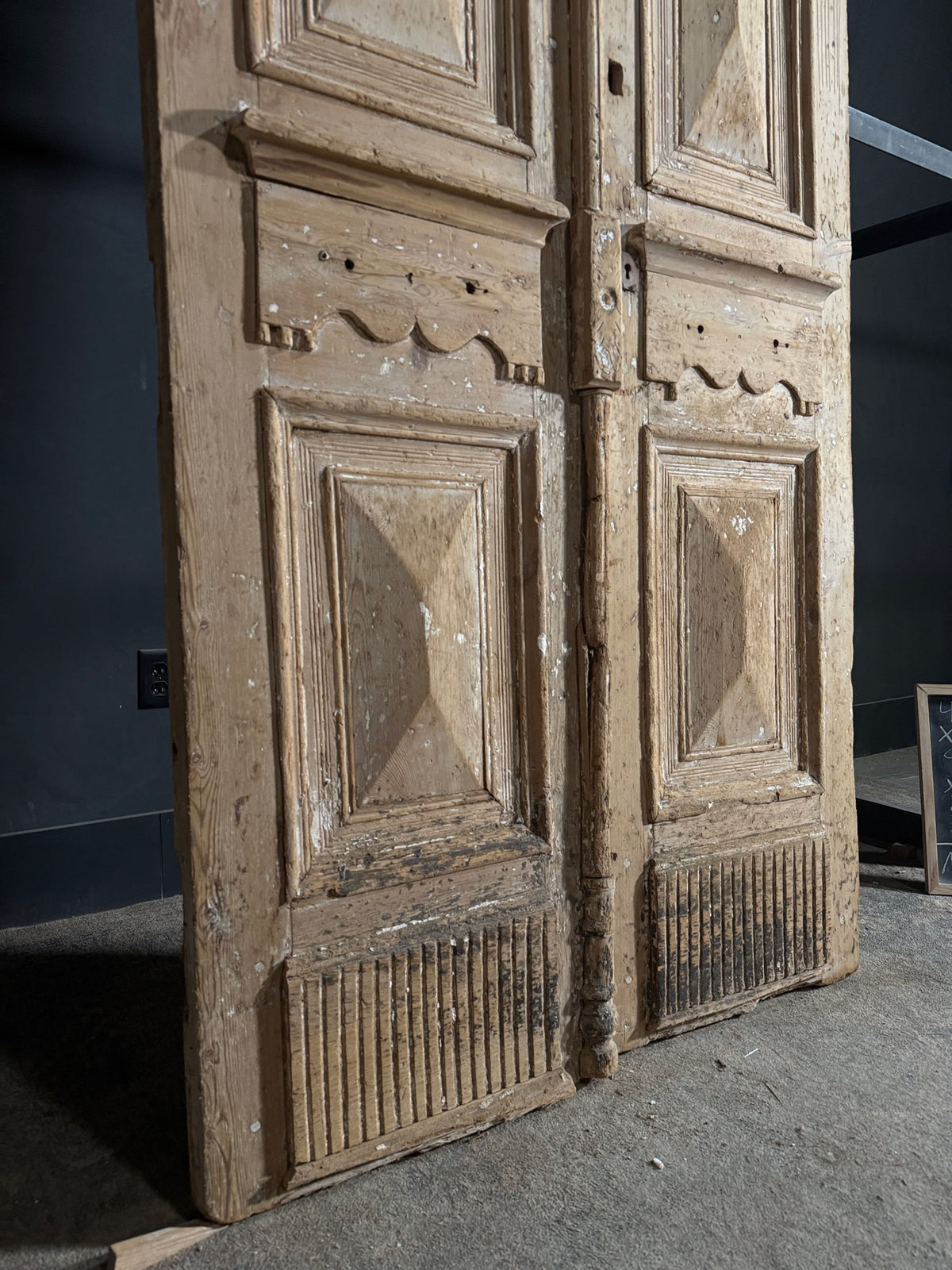 Antique Carved 4 Panel Double Doors - 44x99 - N651