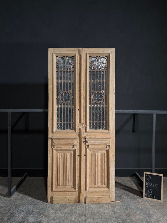 Antique Iron French Doors - 44x100.75 - N105