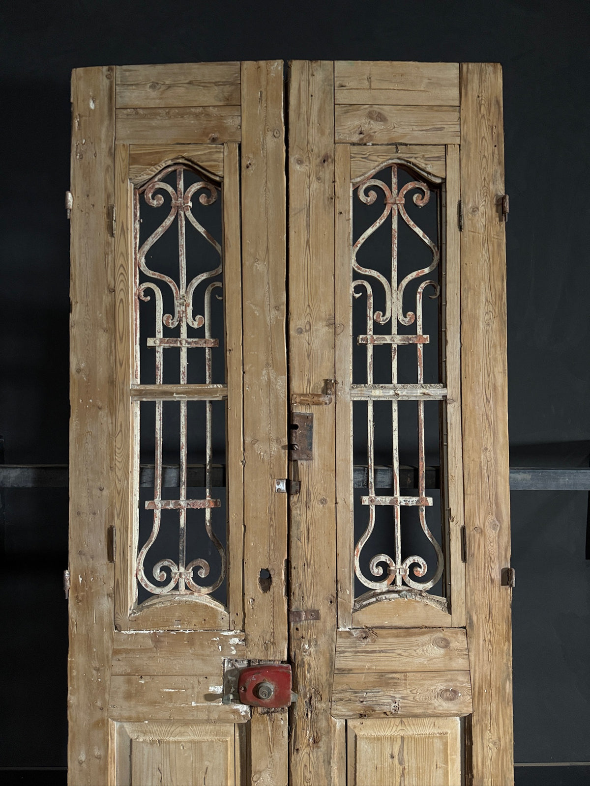 Antique Carved Iron French Doors - 41x99 - N598