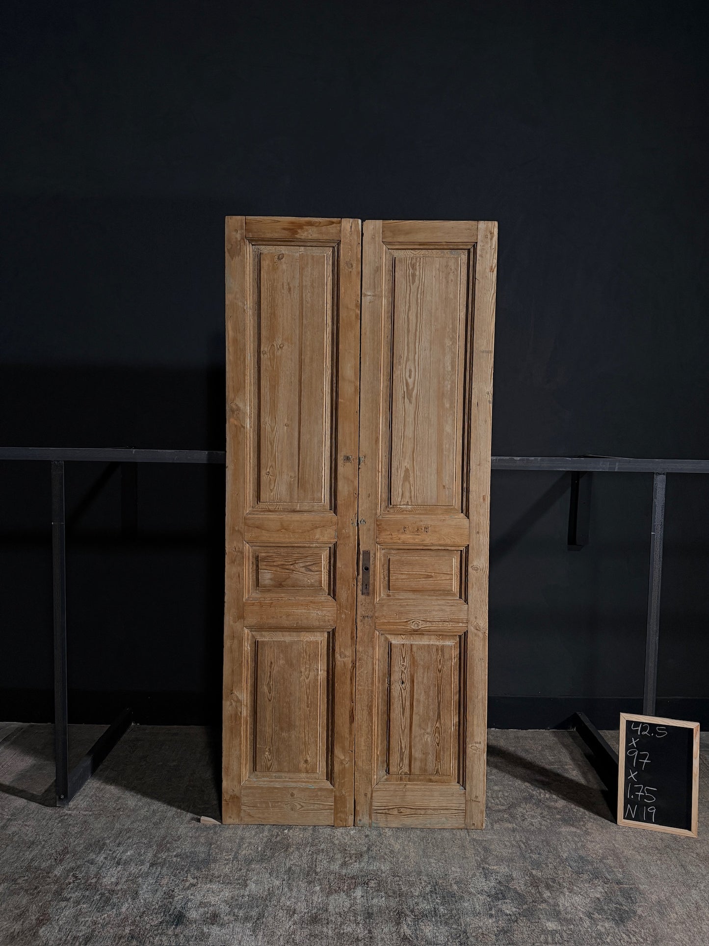 Antique Iron 3 Panel Double Doors - 42.5x97 - N19