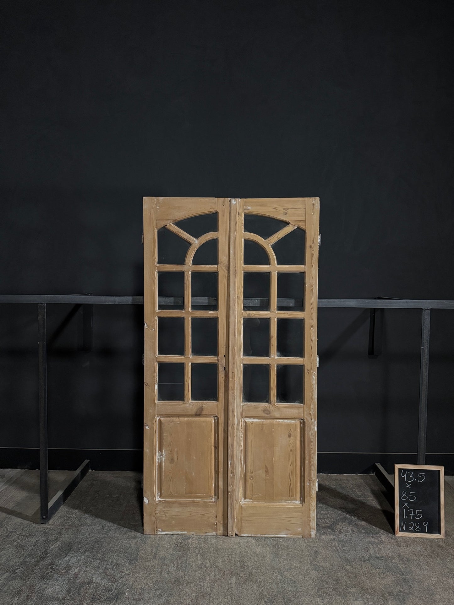Antique Glass 7 Lite Arched French Doors - 43.5x85 - N289