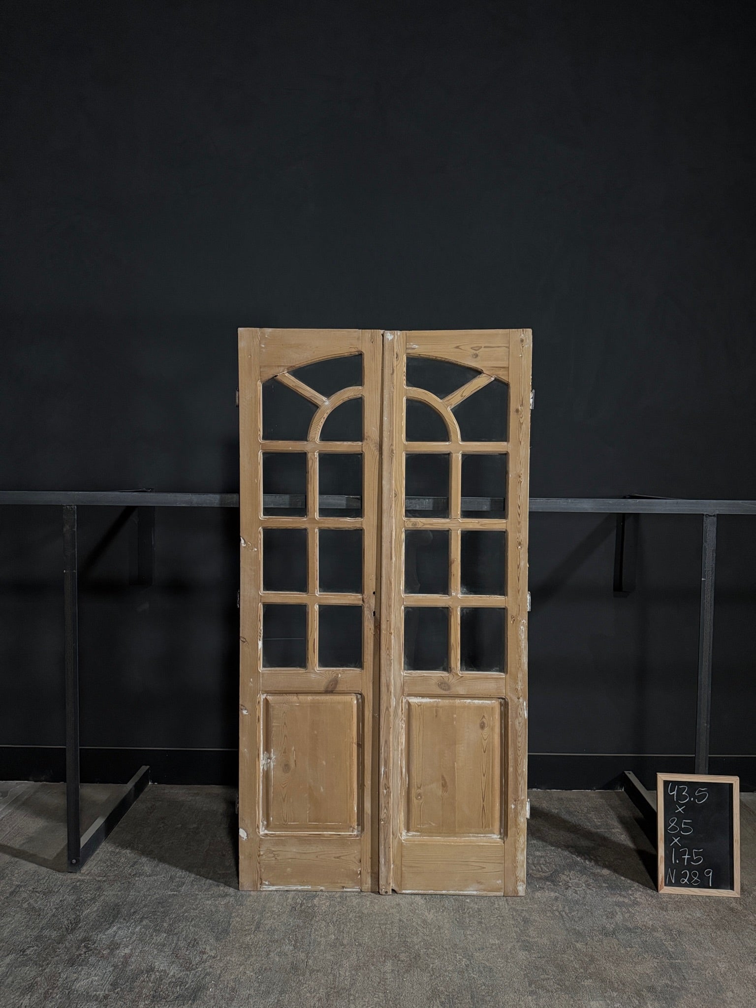 Antique Glass 7 Lite Arched French Doors - 43.5x85 - N289