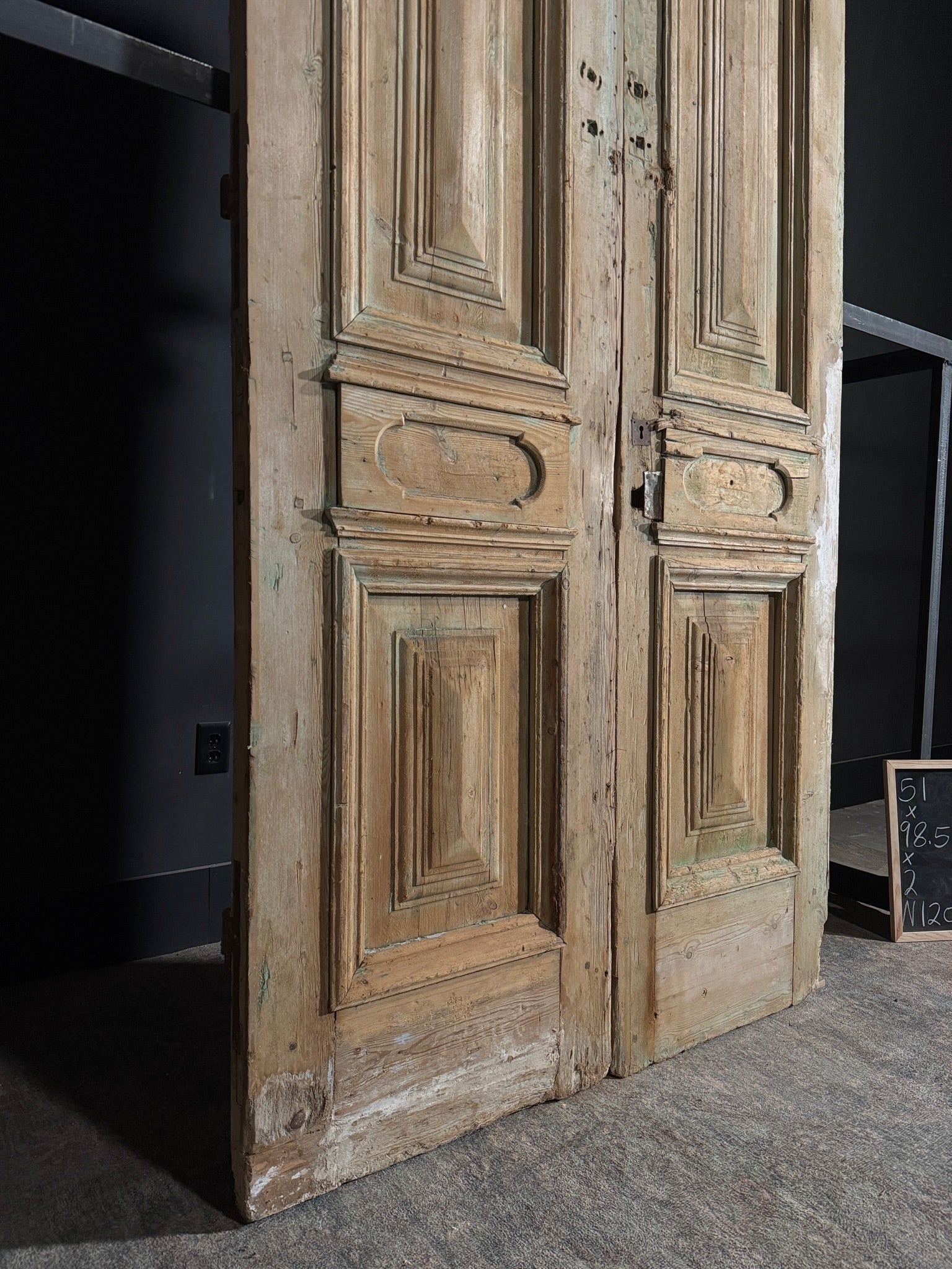 Antique 4 Panel Solid Double Doors - 51x98.5 - N120