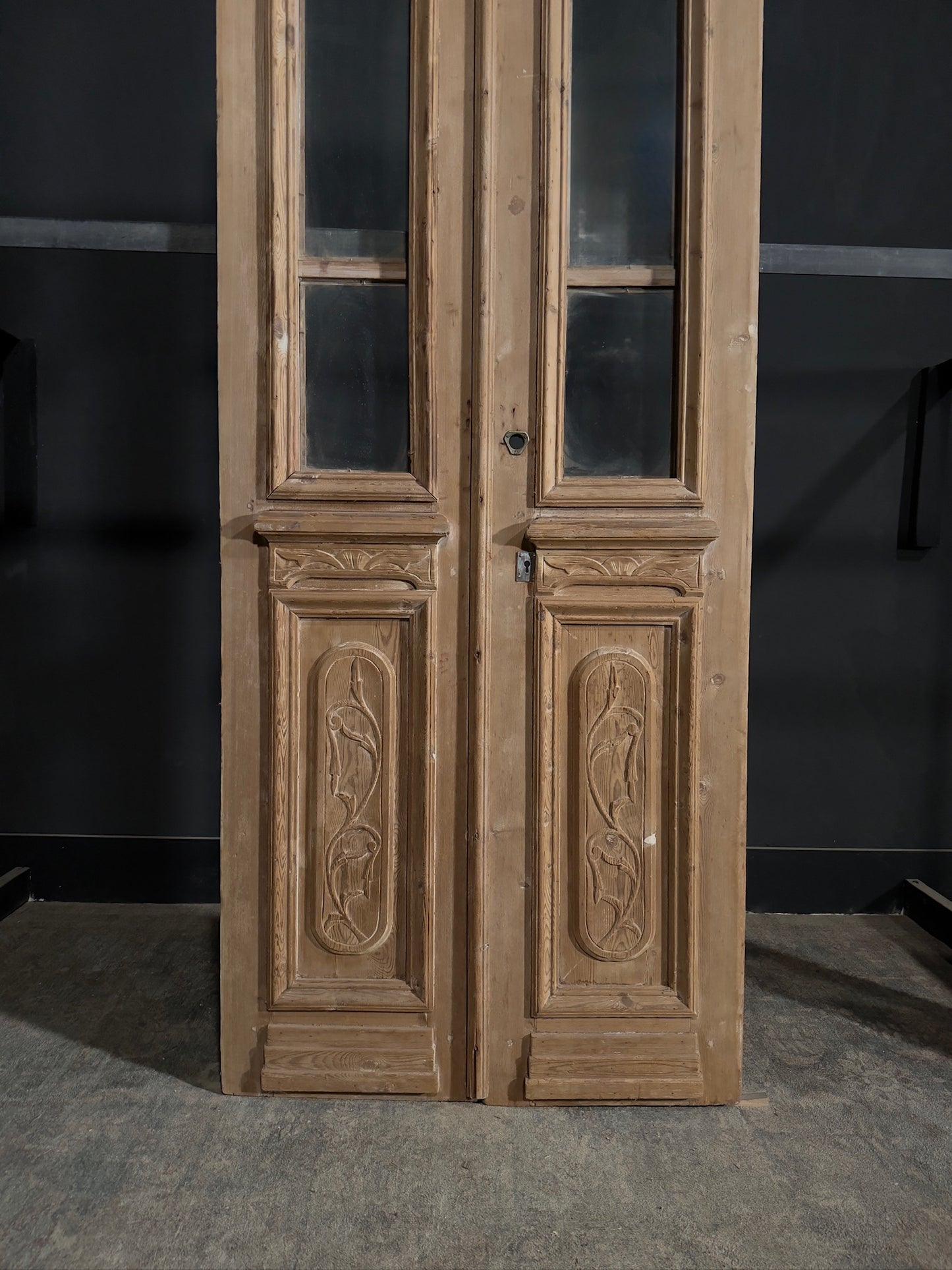 Antique Carved 2 Lite French Doors - 36x94 - N335