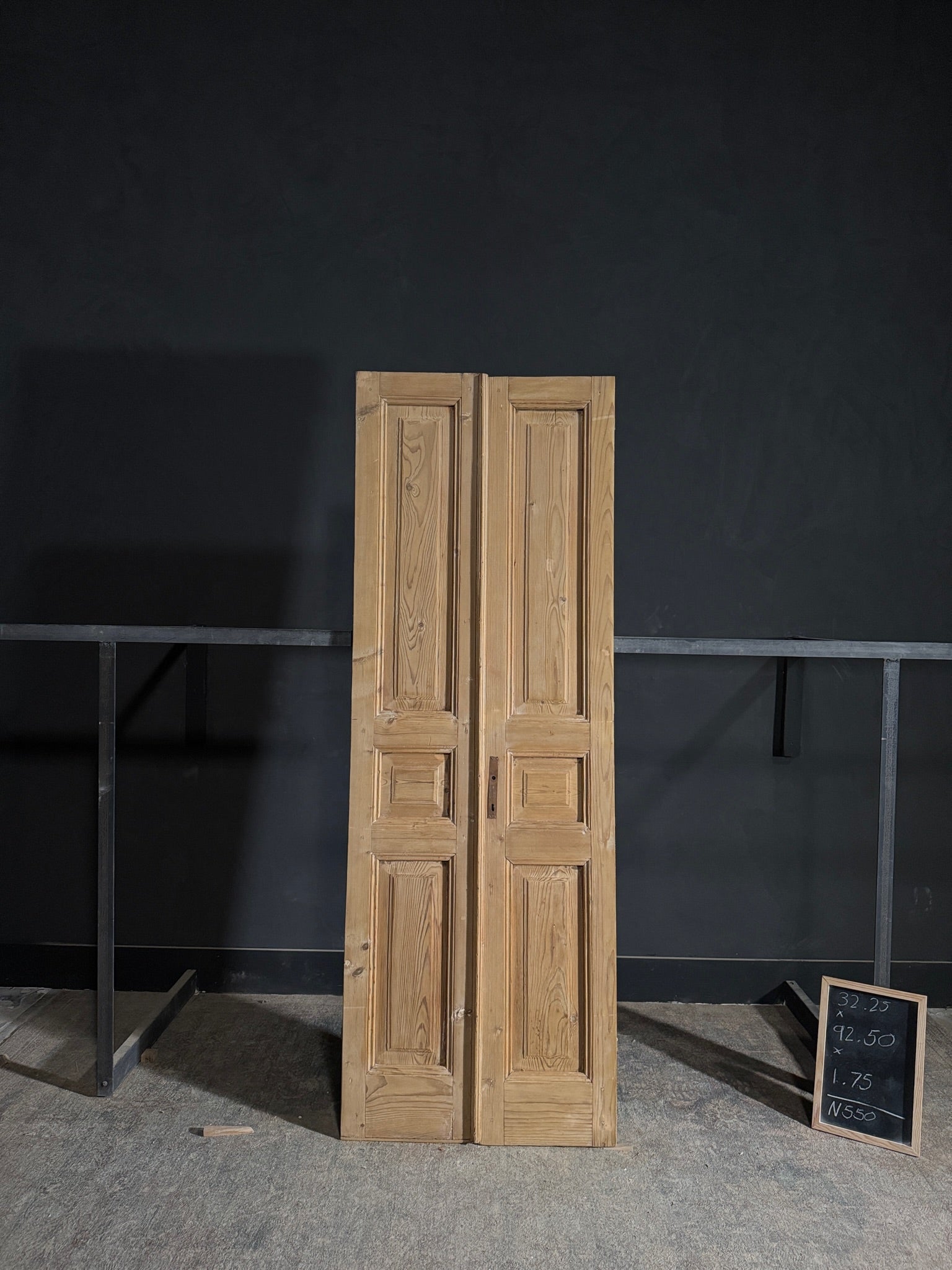 Antique 3 Panel Solid Double Doors - 32.25x92.5 - N550