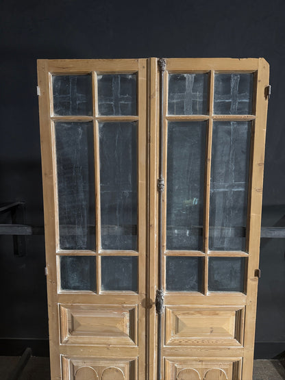 Antique Glass 3 Lite French Doors - 47.5x95 - N658