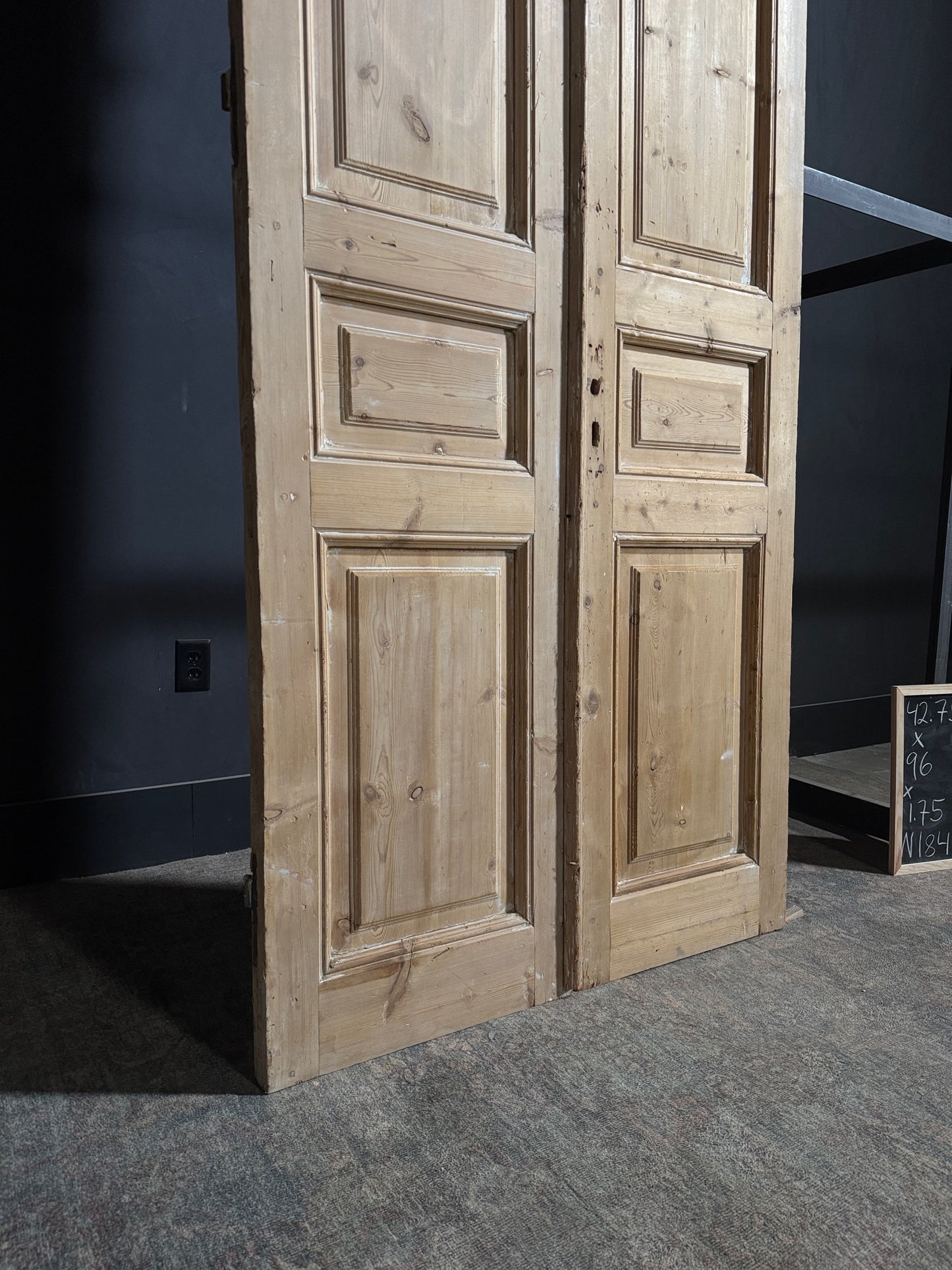 Antique 3 Panel Solid Double Doors - 42.75x96 - N184