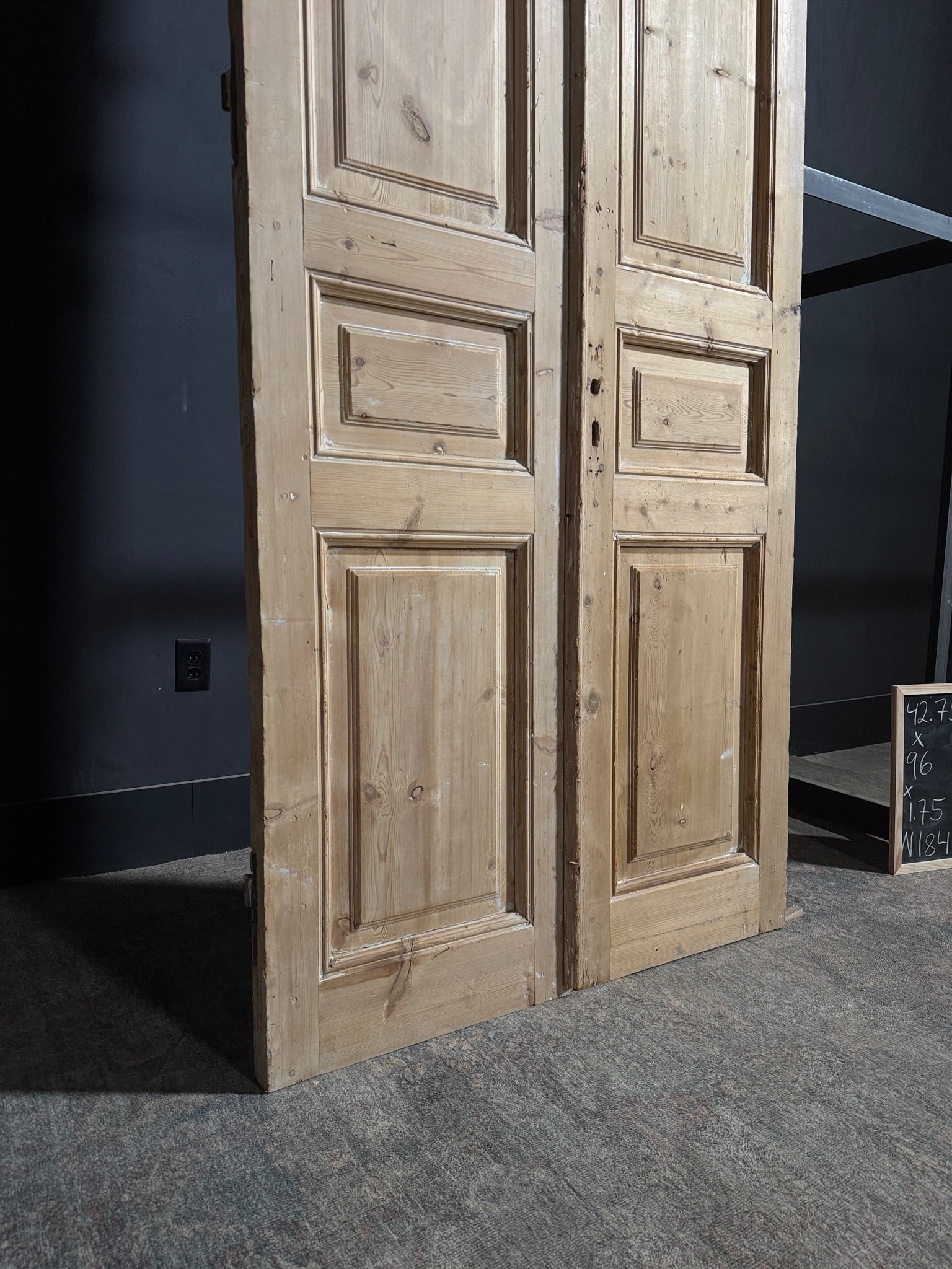 Antique 3 Panel Solid Double Doors - 42.75x96 - N184