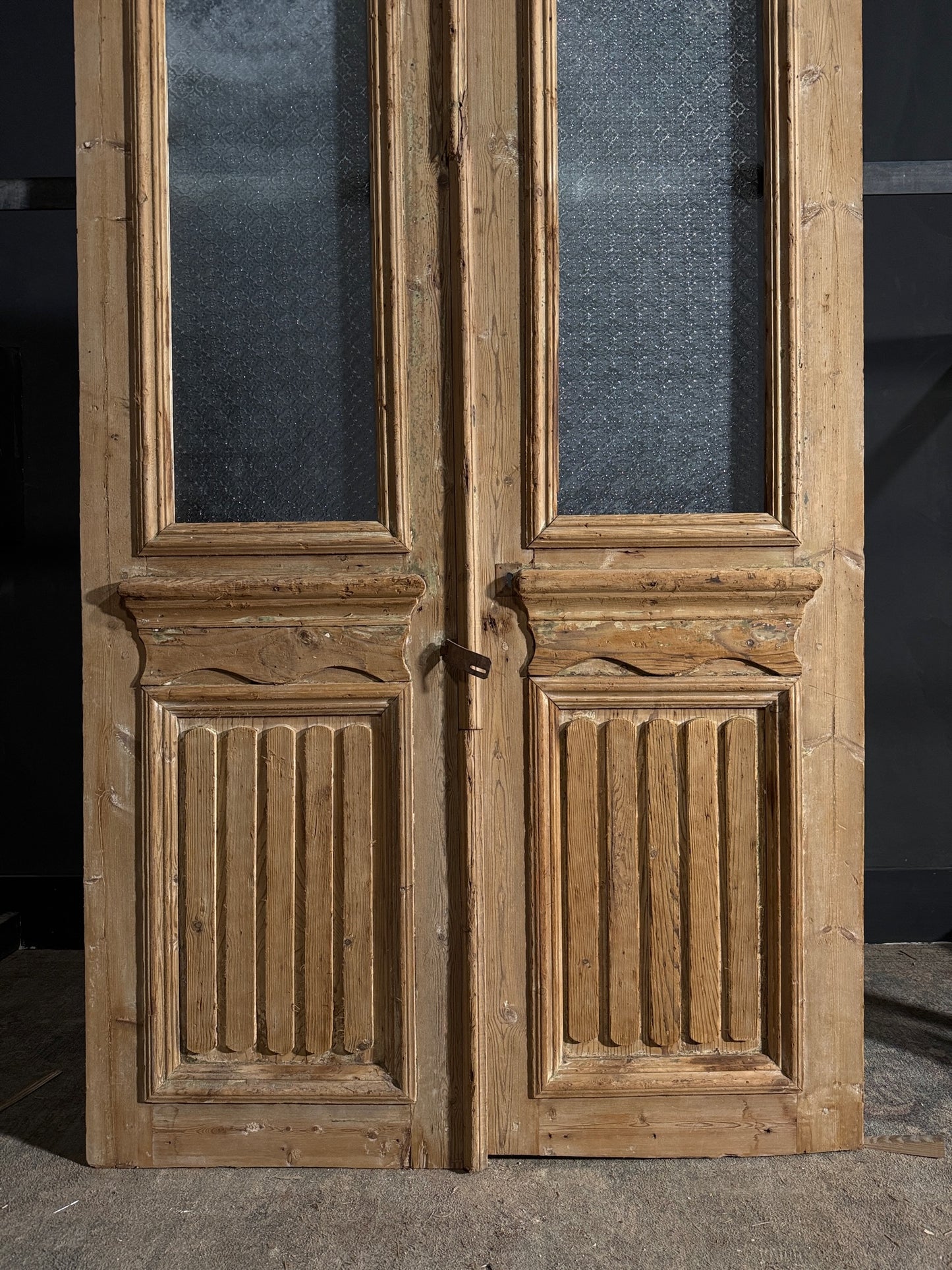 Antique Fluted 1 Lite French Doors - 46.5x87.5 - N628