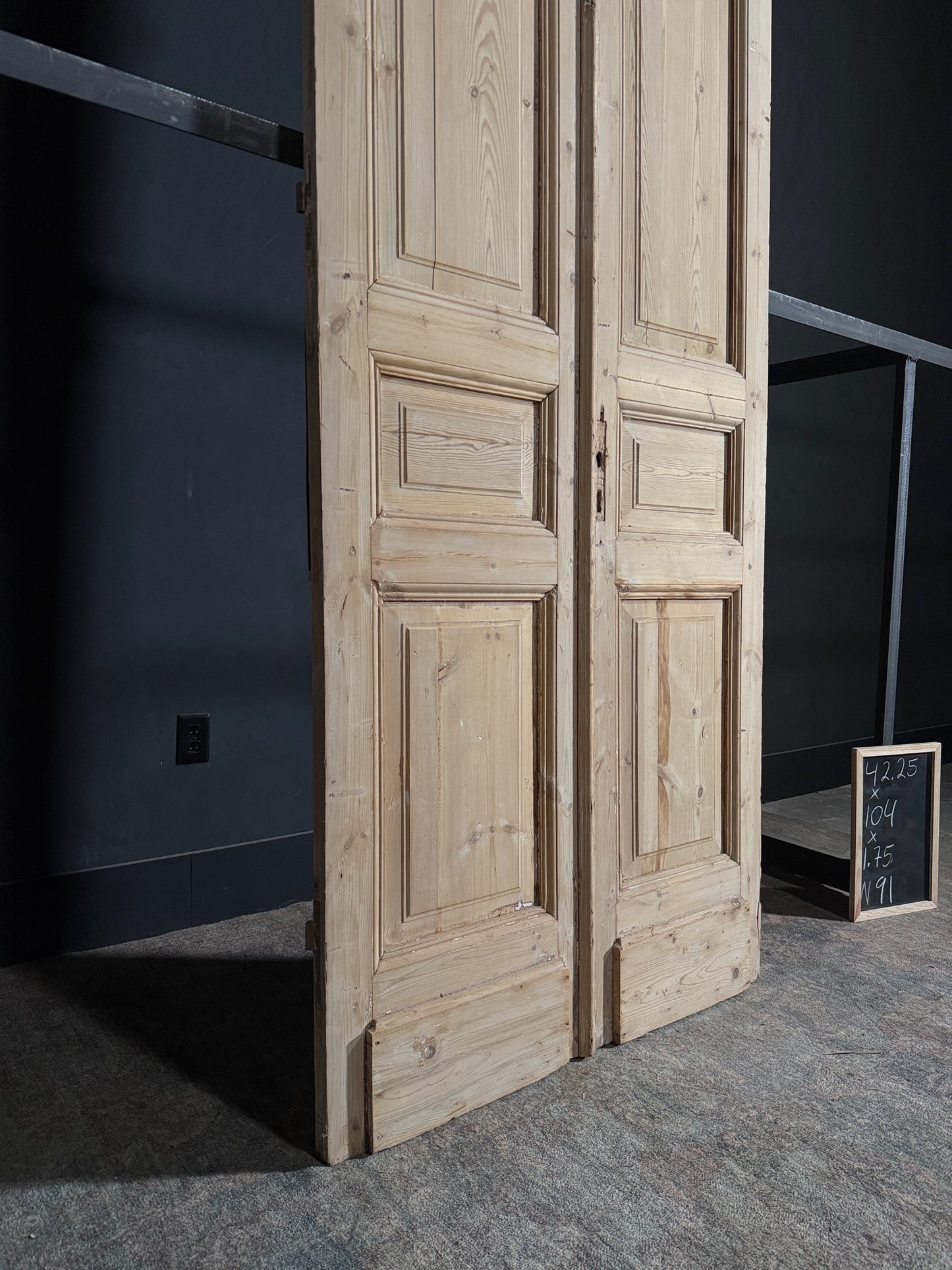 Antique 3 Panel Solid Double Doors - 42.25x104 - N91