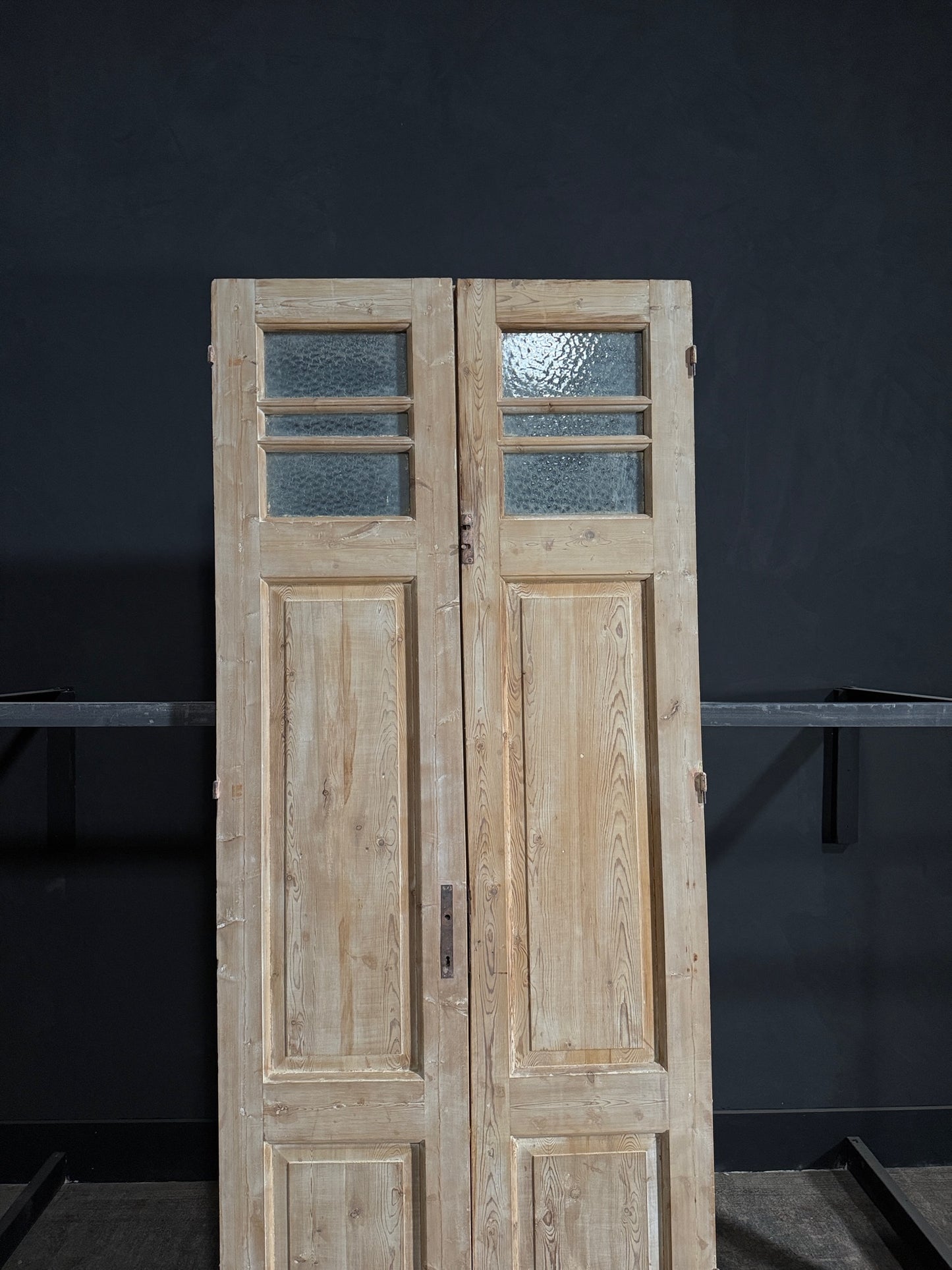 Antique Obscured Glass 3 Lite French Doors - 41x96 - N90