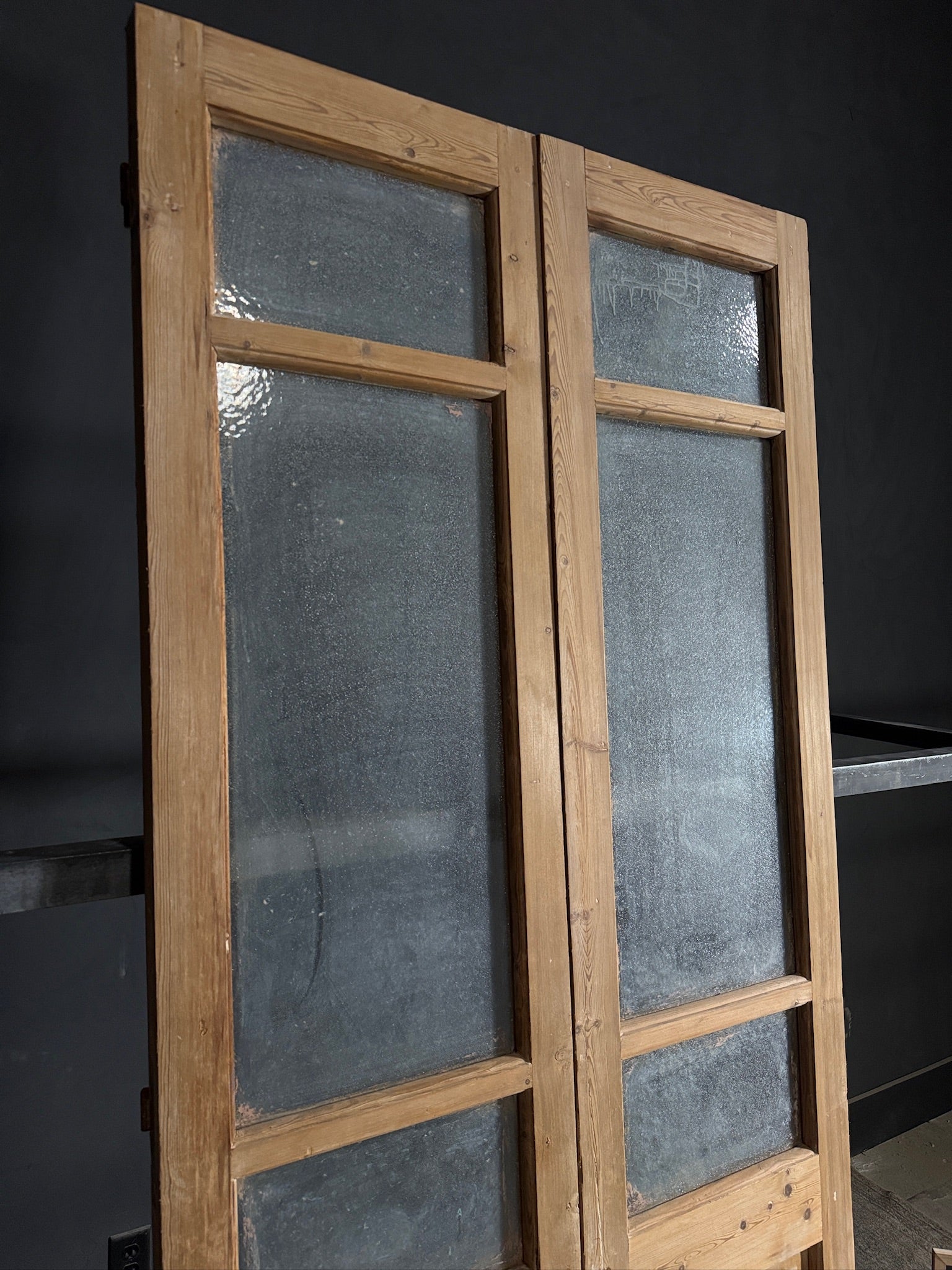 Antique Obscured Glass 3 Lite French Doors - 40.25x94.5 - N482