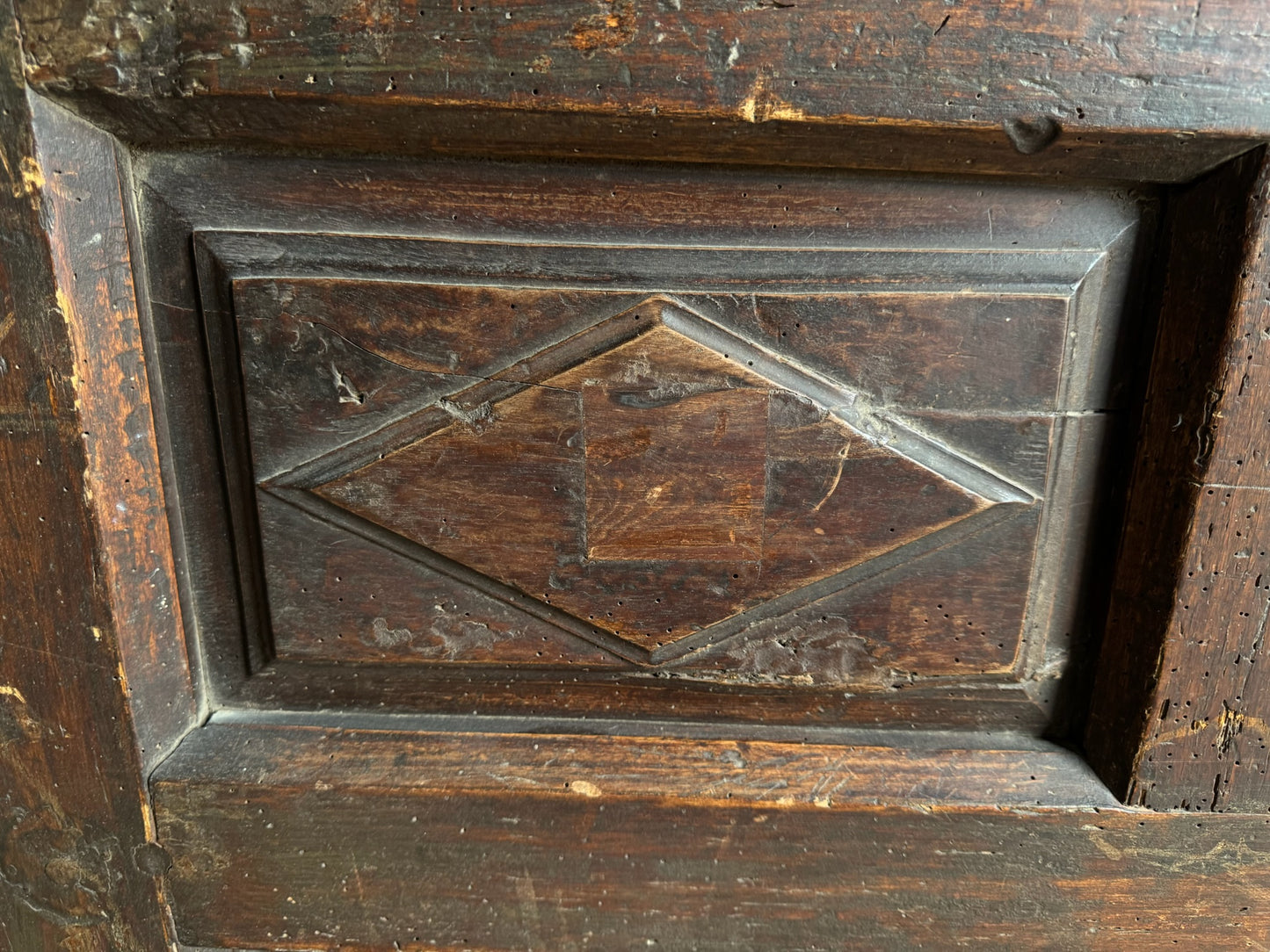 Spanish Diamond Panel Antique Single Door - 36x74.5 - L244