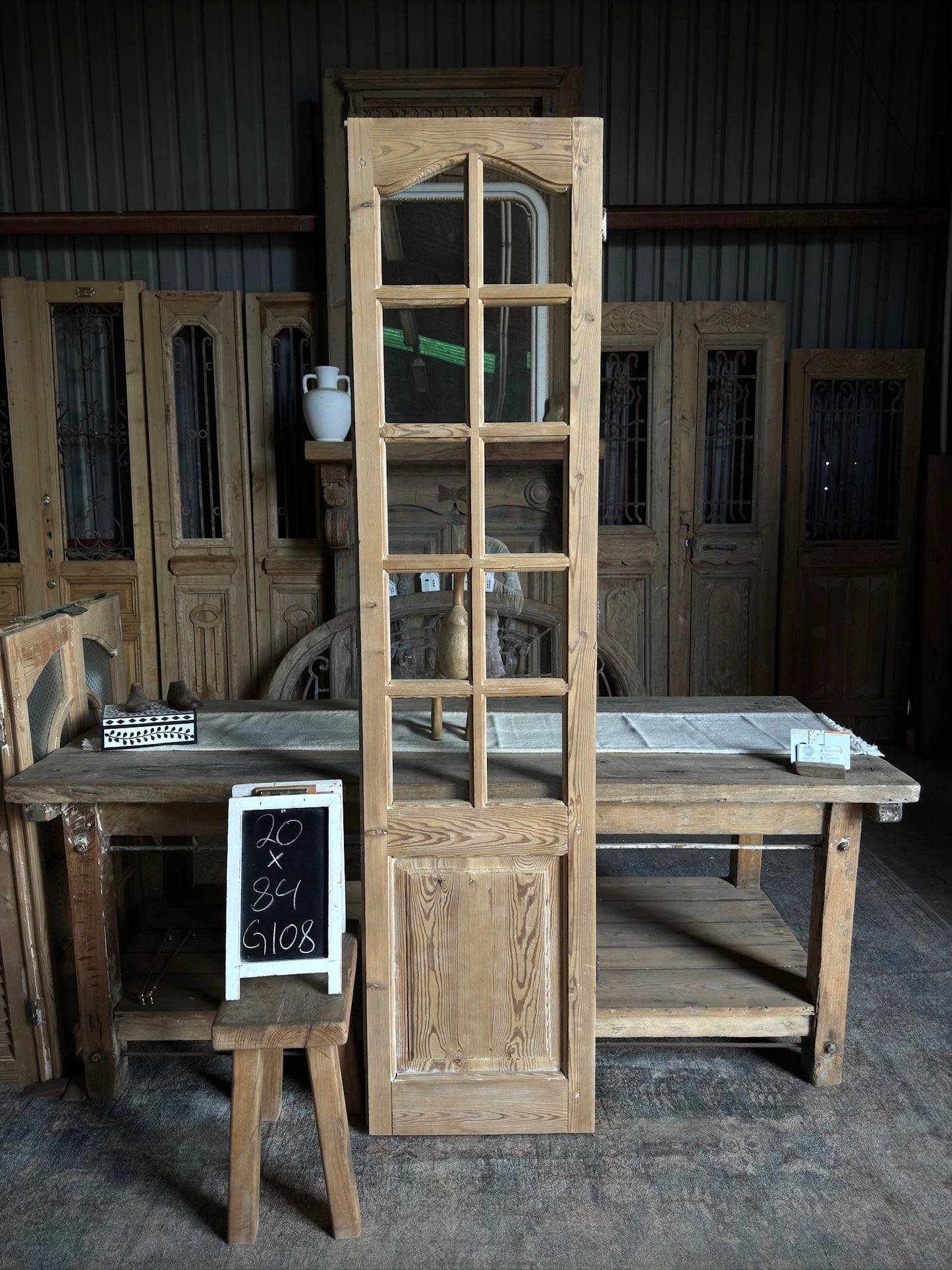 10 Light Single Antique Glass Door - 20x84 G108