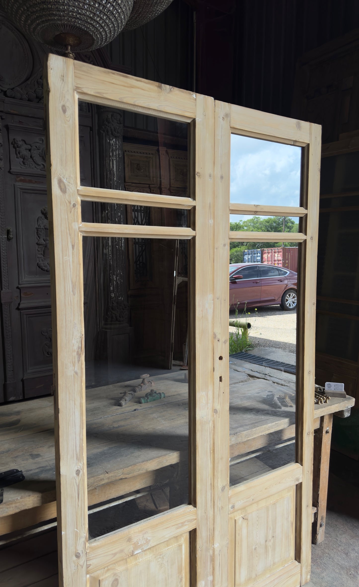 Antique Glass 2 Lite French Doors - 45.25x80.75 - L690