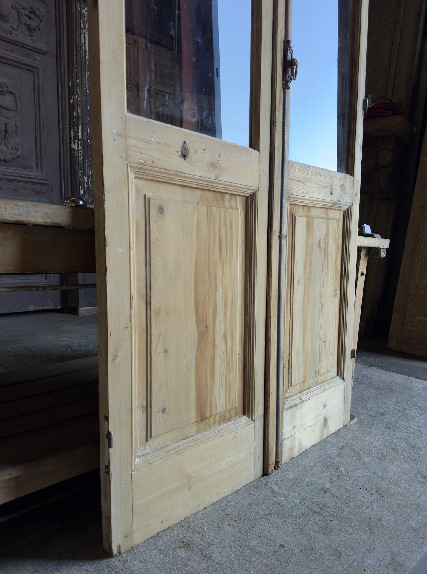 8 Lite European Antique Glass French Doors - 44.25x94 - L234
