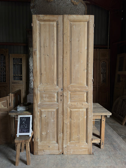 3 Panel Antique Solid French Doors - 44x102 K145