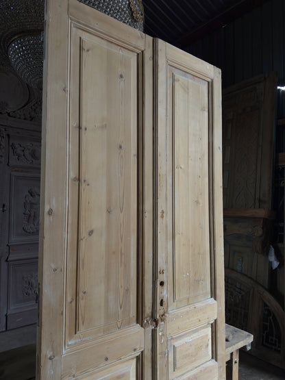 3 Panel Antique Solid French Doors - 42.75x100 K61