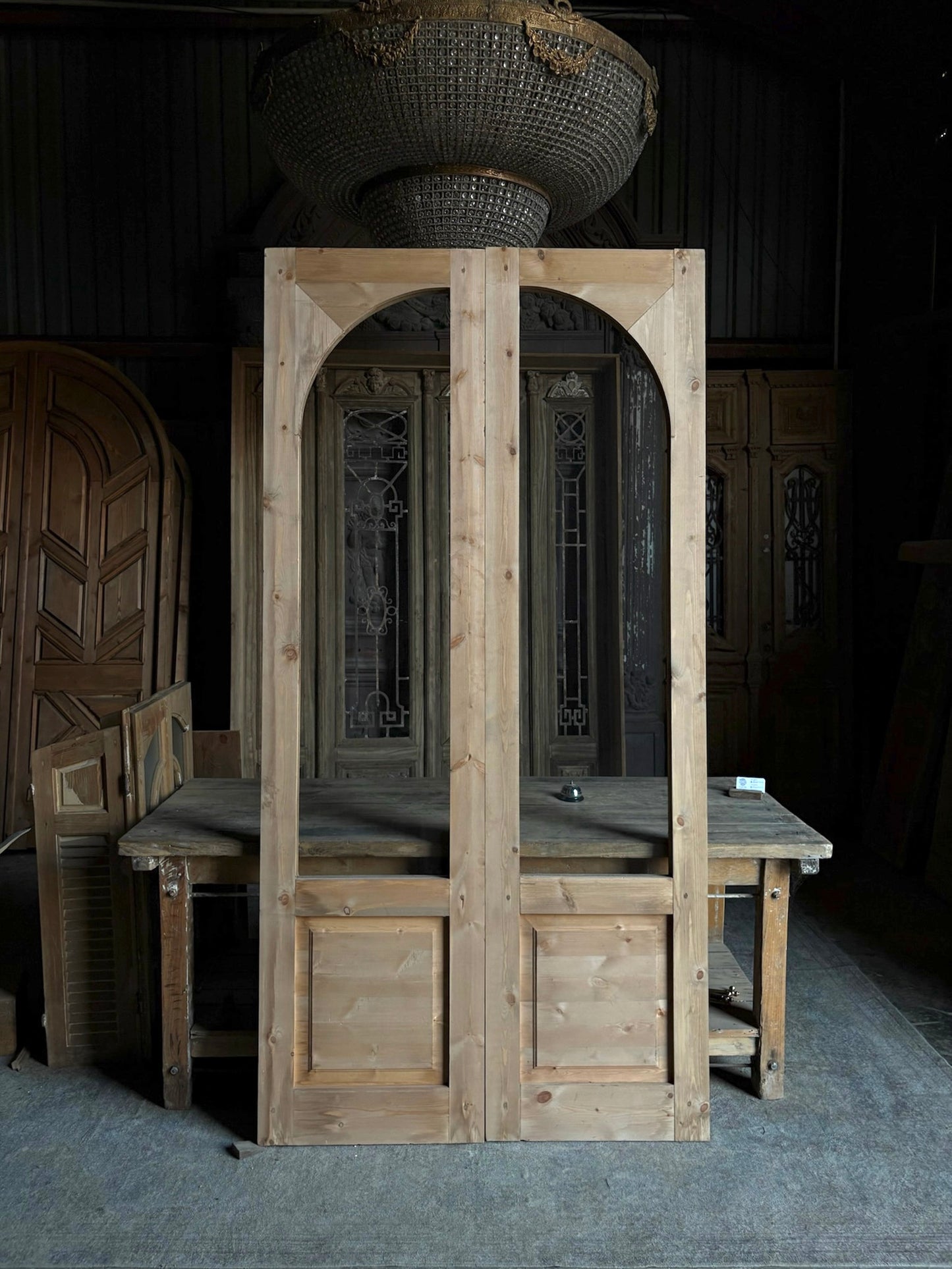 (Valencia) Handcrafted Arched Open Glass French Doors - 48x96 L52