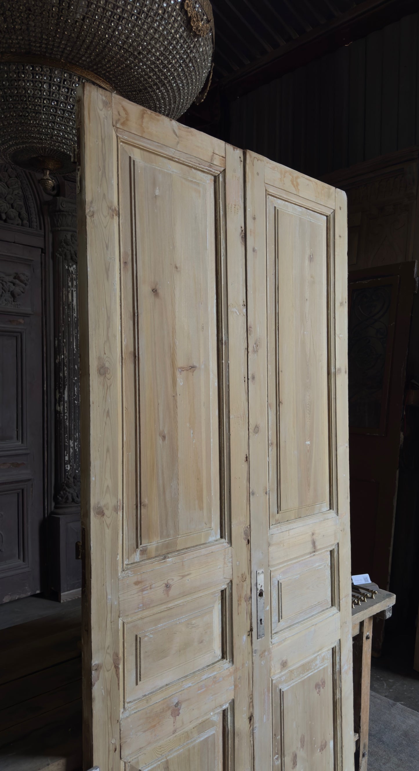 3 Panel Antique Solid French Doors - 43x95 - L380