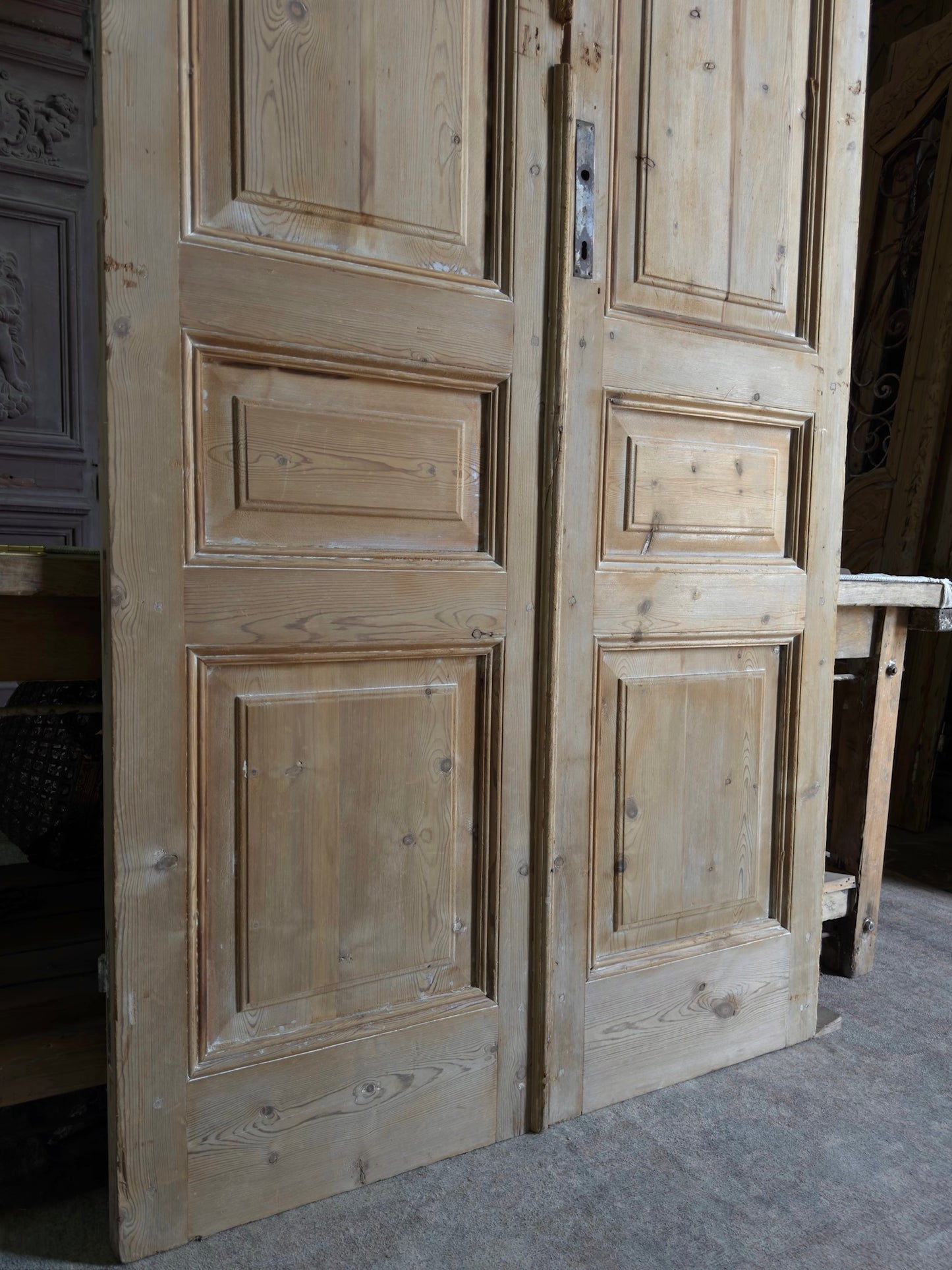 3 Panel Antique Solid French Doors - 45x100.5 J394