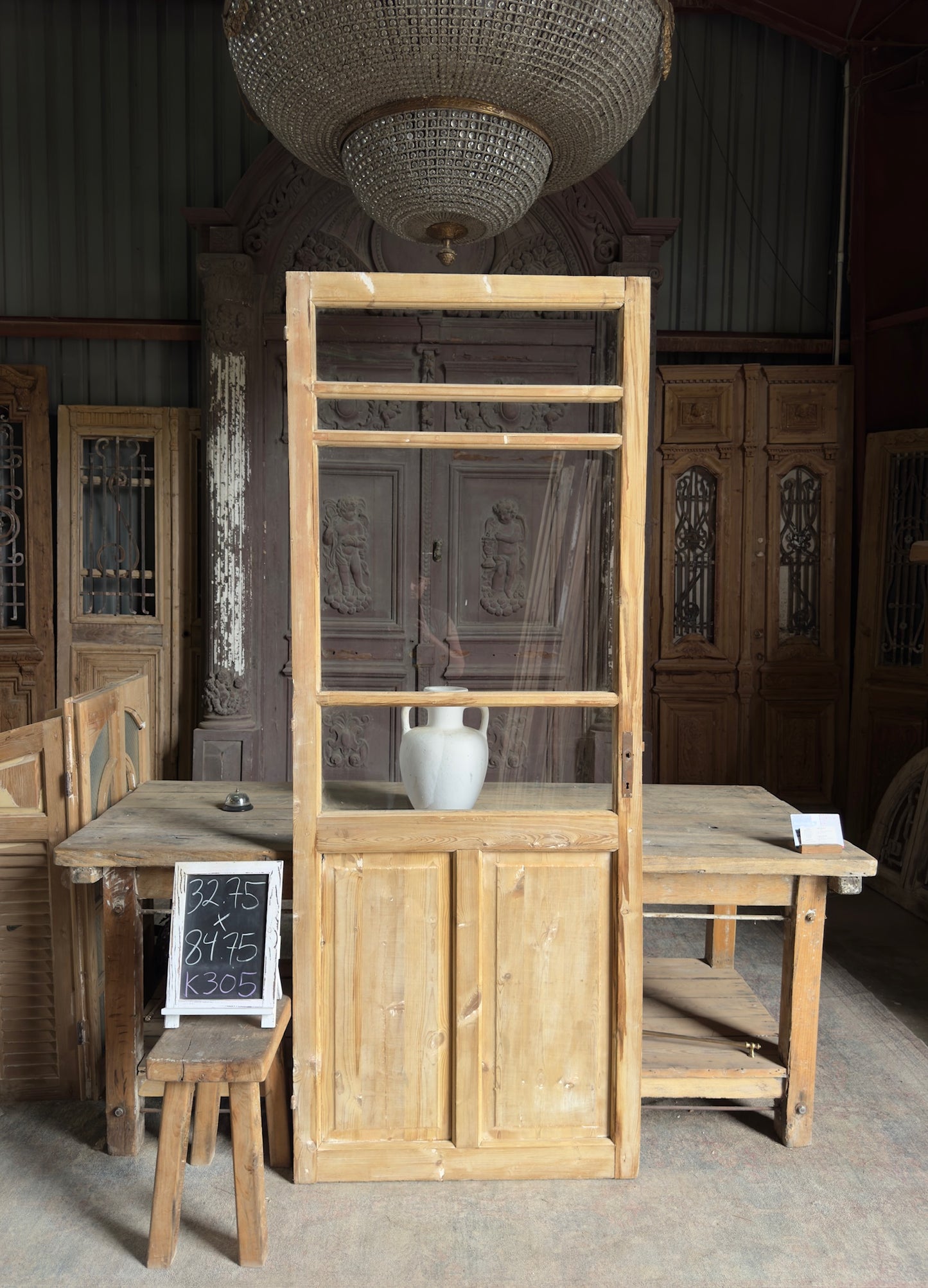 19th Century Antique Glass Door - 32.75x84.75 K305