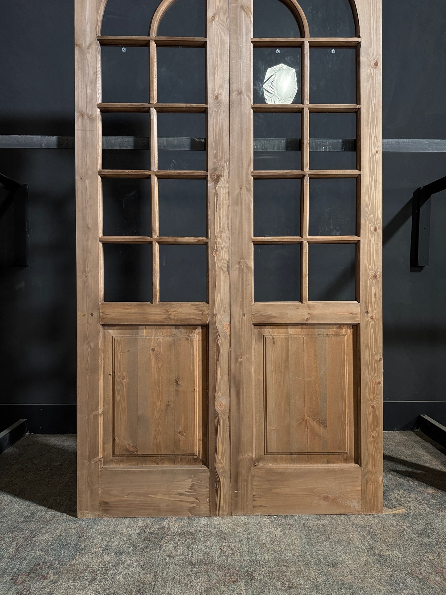 (Elise) Handcrafted Arched Glass French Doors - 48x96 - N202