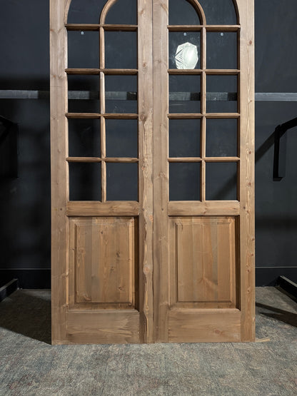 (Elise) Handcrafted Arched Glass French Doors - 48x96 - N202