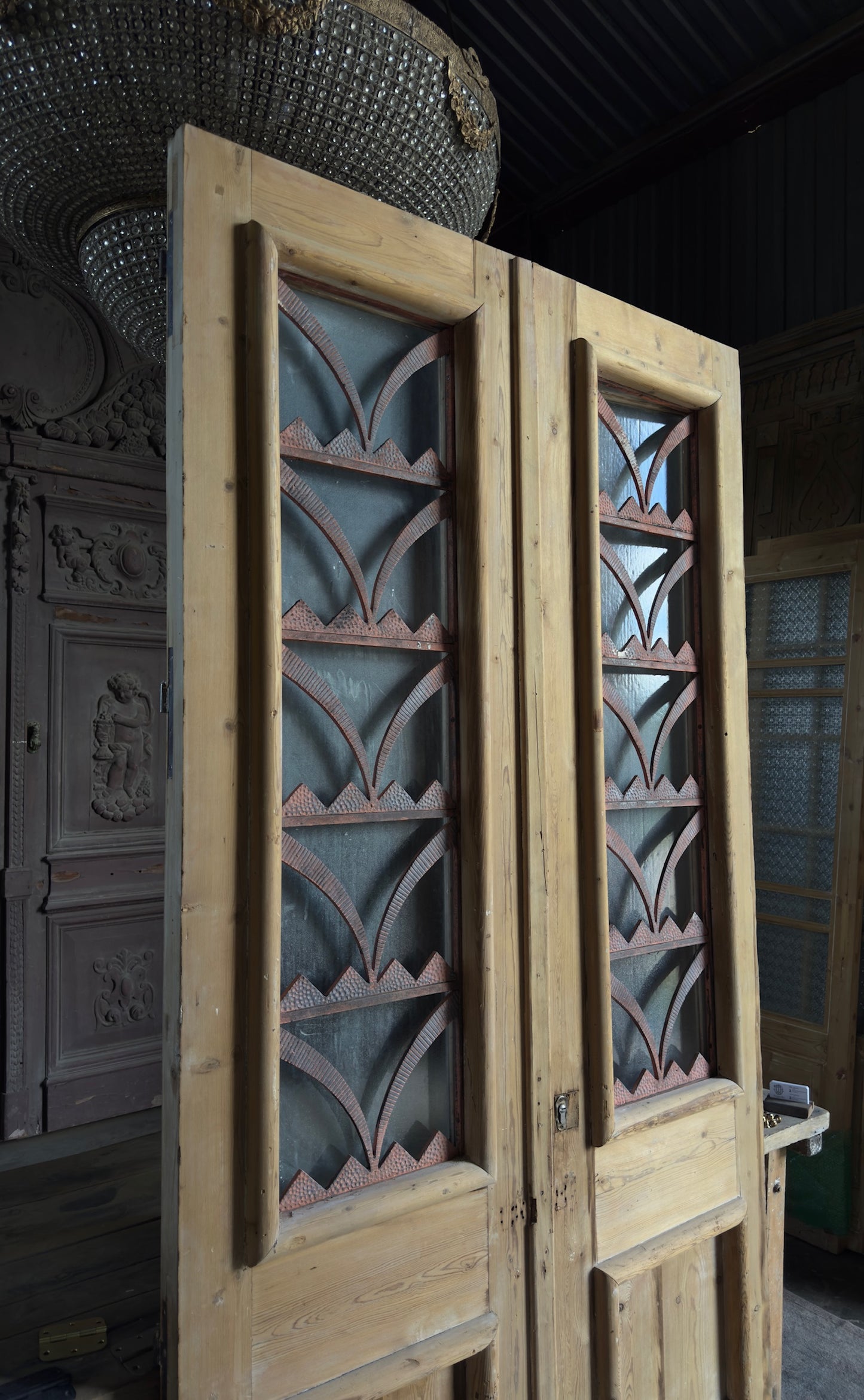 Antique Iron 2 Panel Double Doors - 51x100 - L669