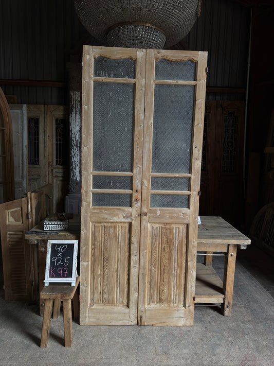 Scalloped Top Glass Antique French Doors - 40x92.5 K97