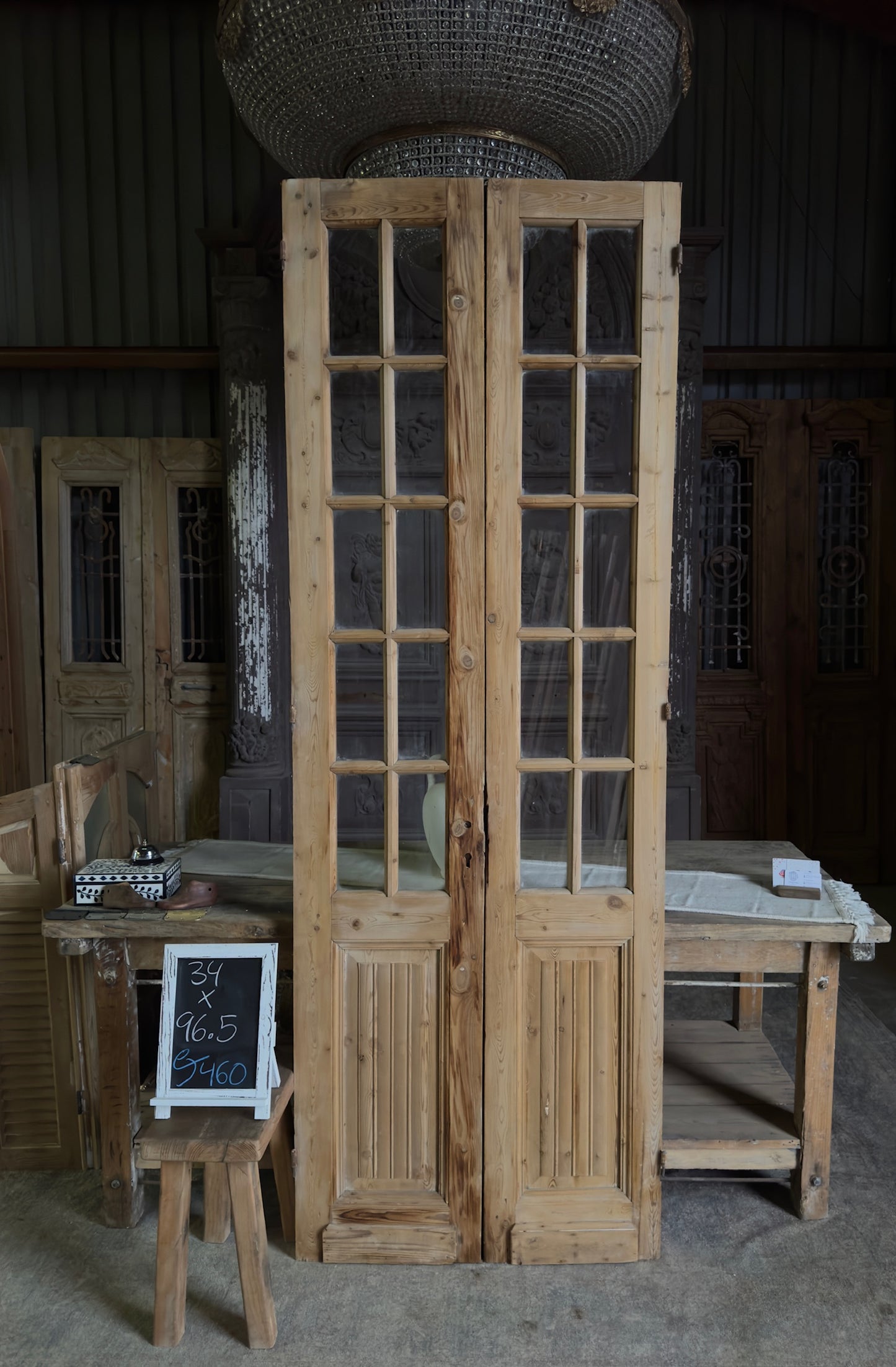 Narrow 20 Lite Antique Glass French Doors - 34X96.5 J460